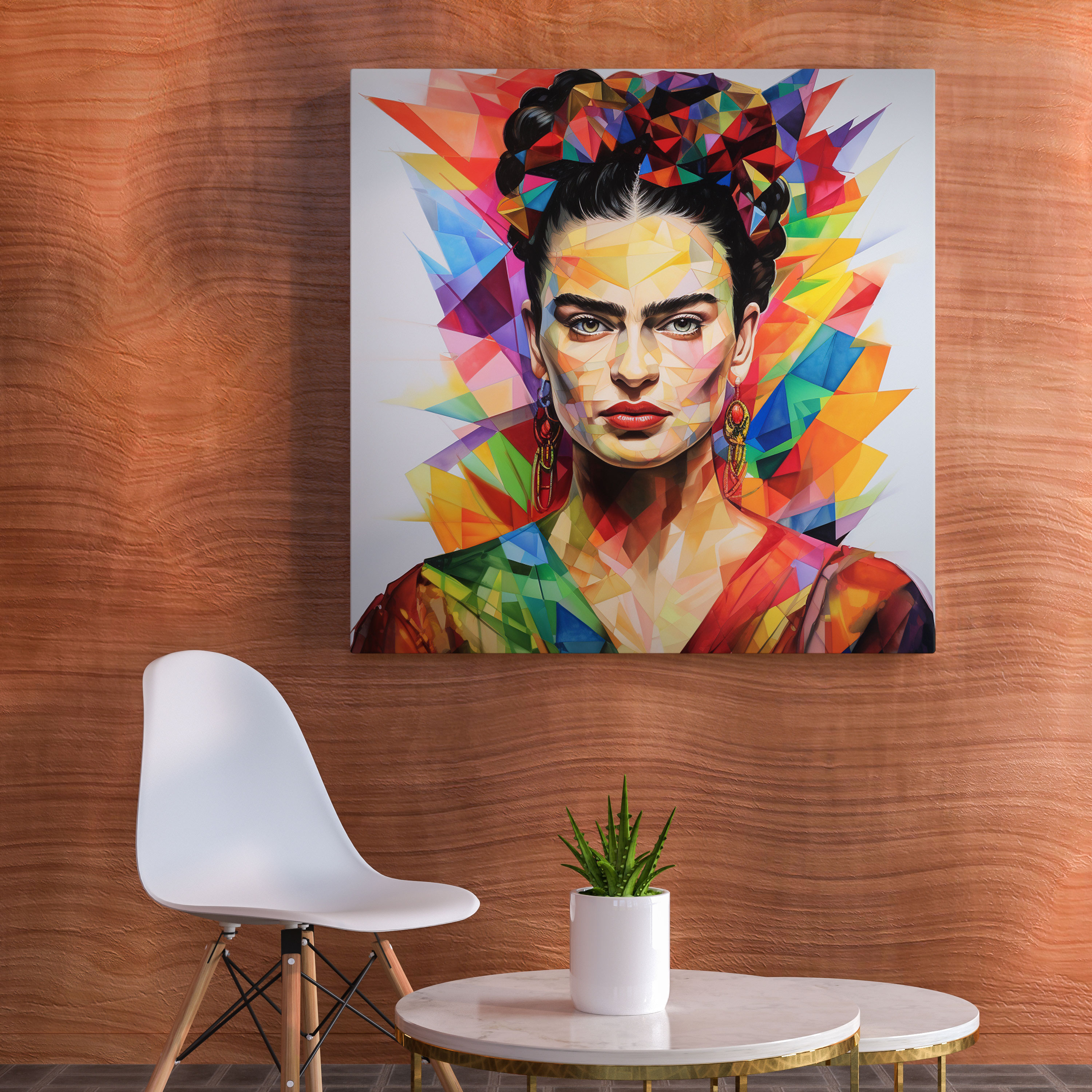 Frida Kahlo Kanvas Tablo - Kübist Sanat Eseri - Canlı Renkler