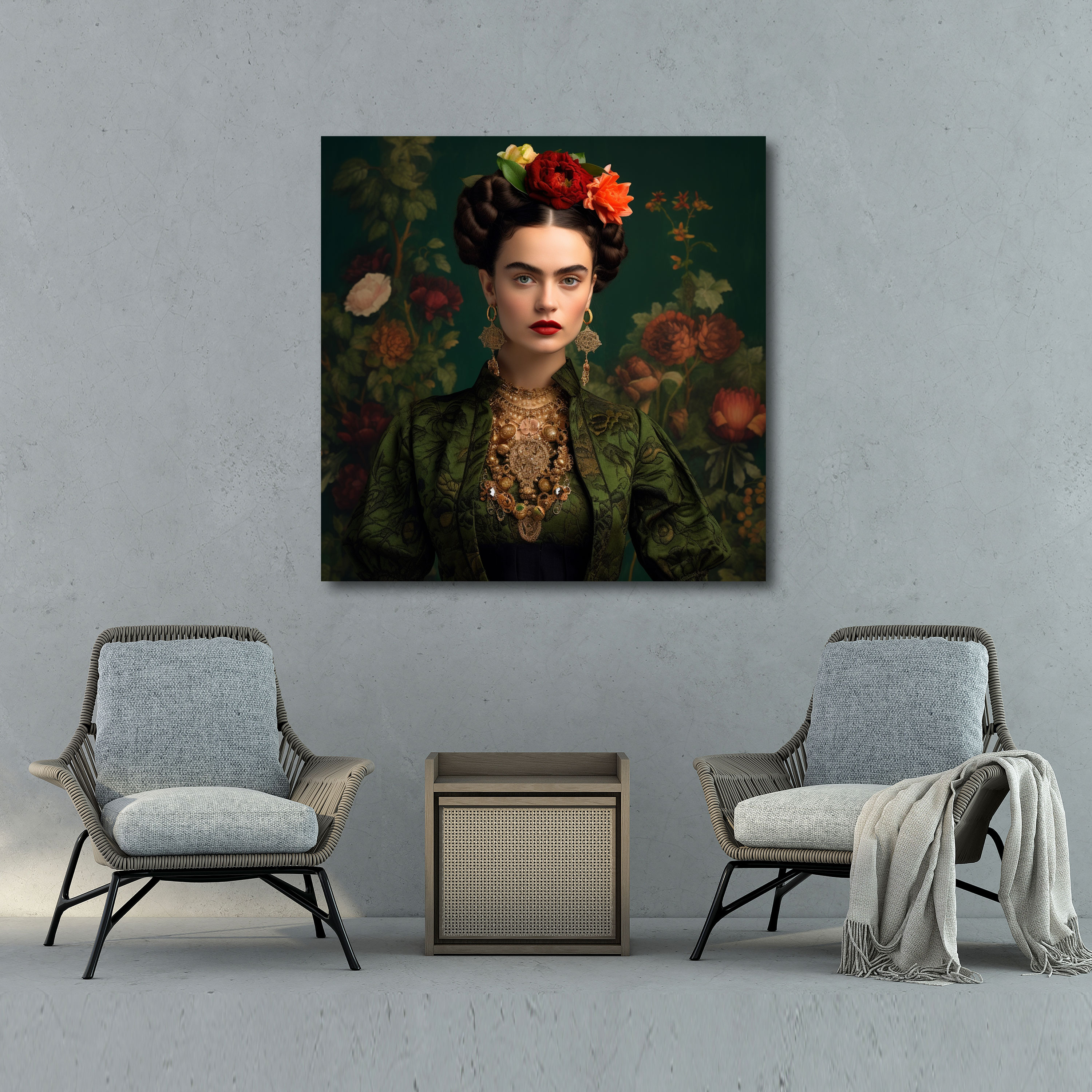 Frida Kahlo Kanvas Tablo - Gerçekçi Portre - Ev Dekorasyonu Frida Kahlo Gerçekçi Portre Canlı Benzerlik