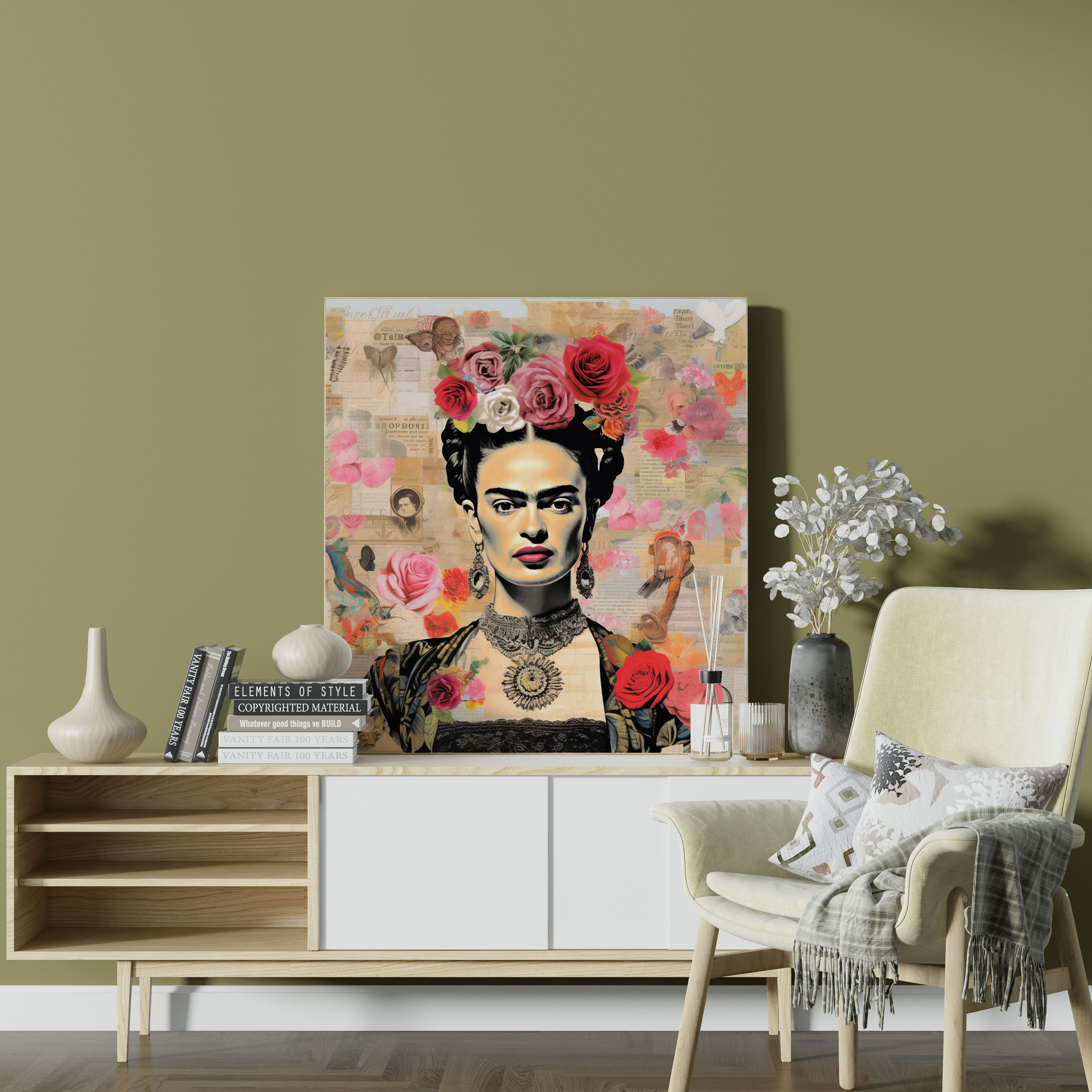 Frida Kahlo Kanvas Tablo - Kolaj Sanat Eseri