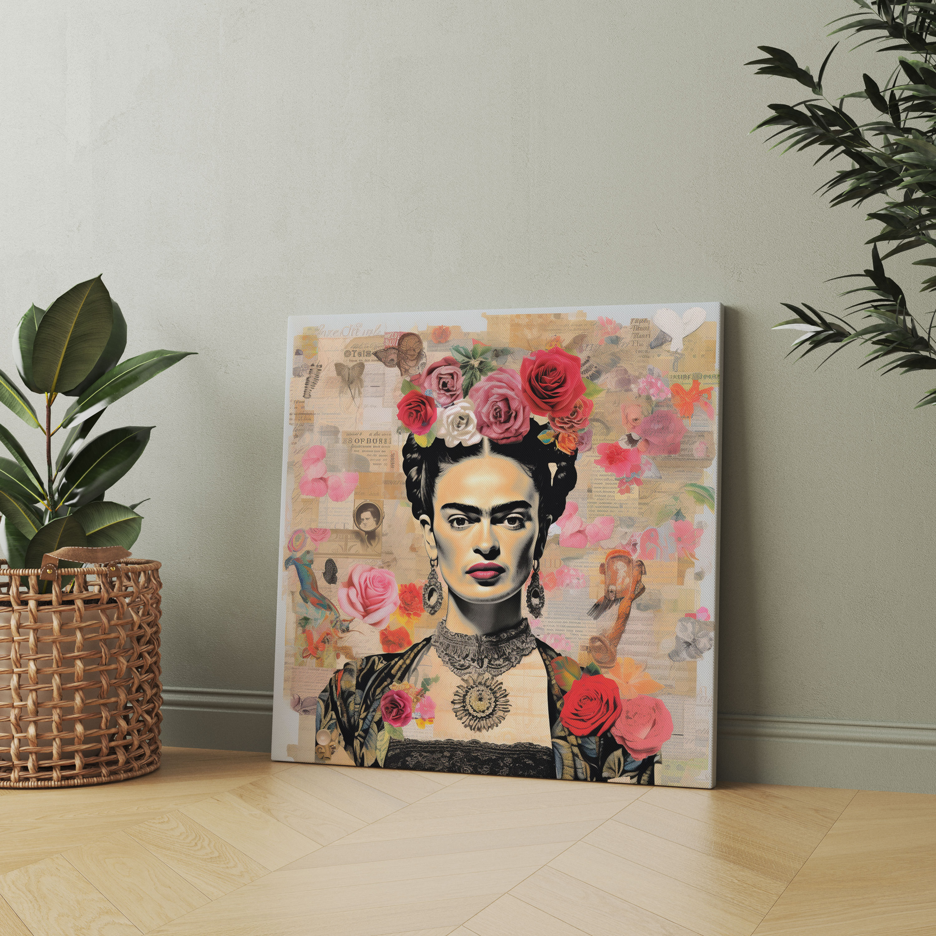 Frida Kahlo Kanvas Tablo - Kolaj Sanat Eseri