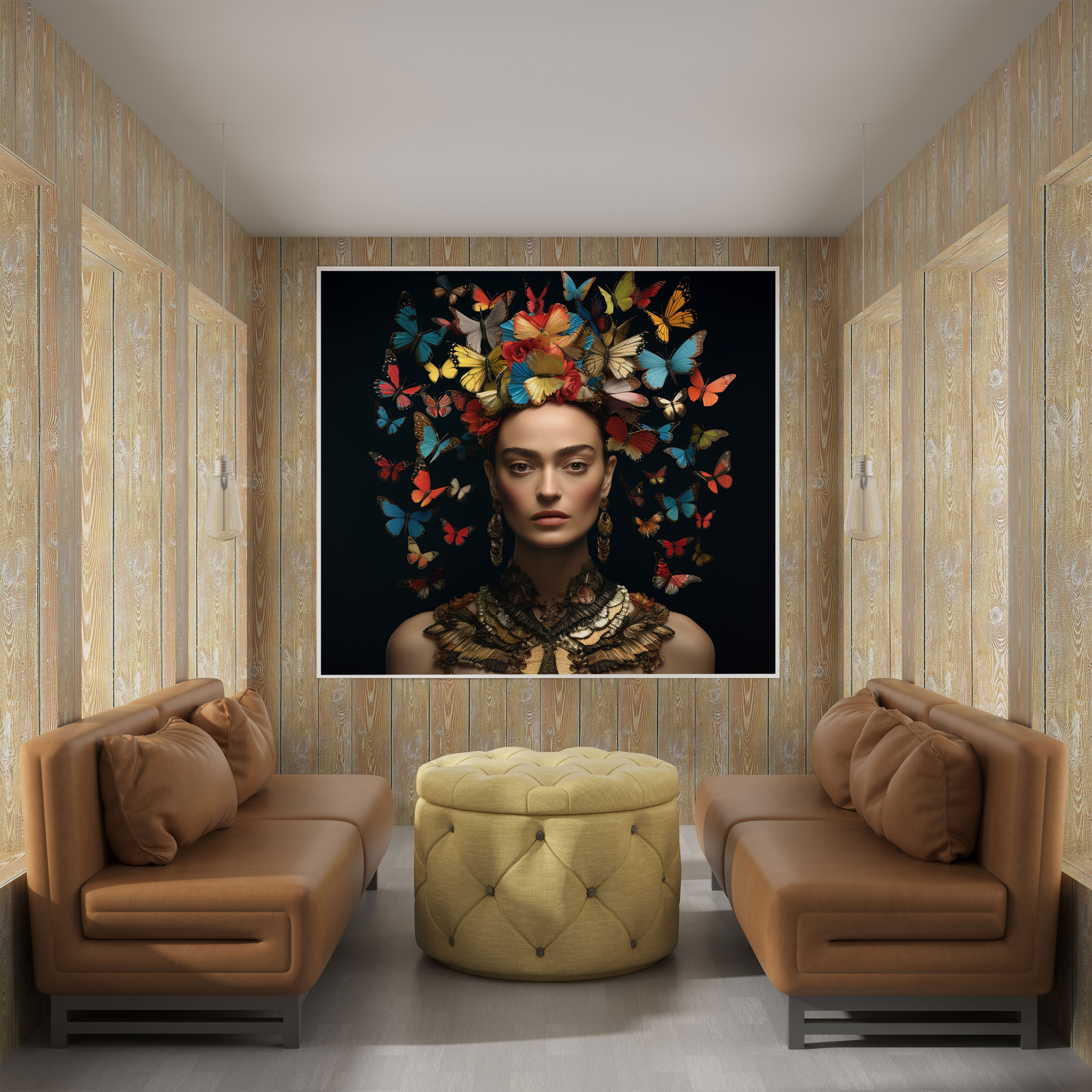 Frida Kahlo Canvas Wall Art - Frida Kahlo, Surrealistic Artwork, Butterflies, Transformation