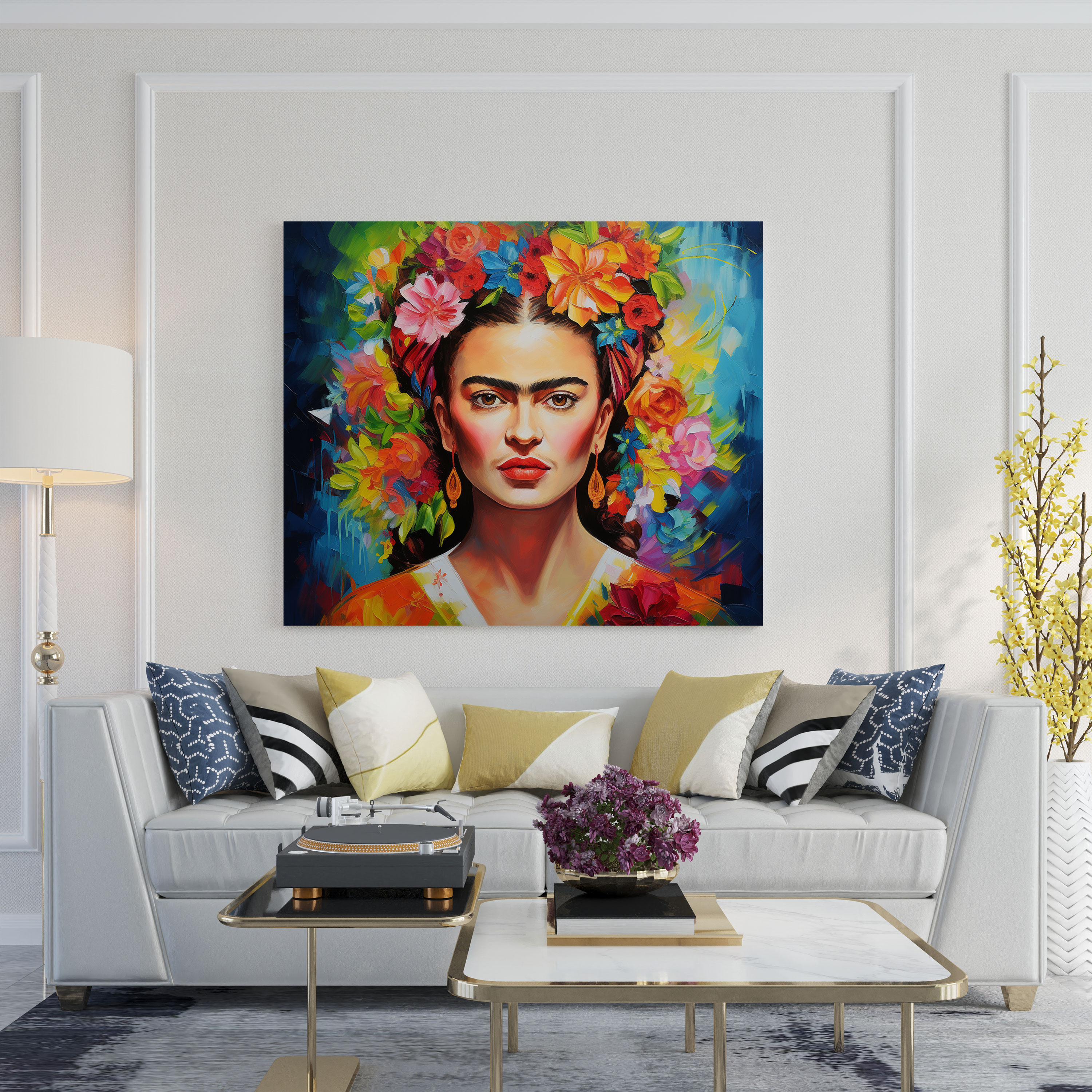 Frida Kahlo Kanvas Tablosu - Ev Dekorasyonu Renkli Duvar Sanatı