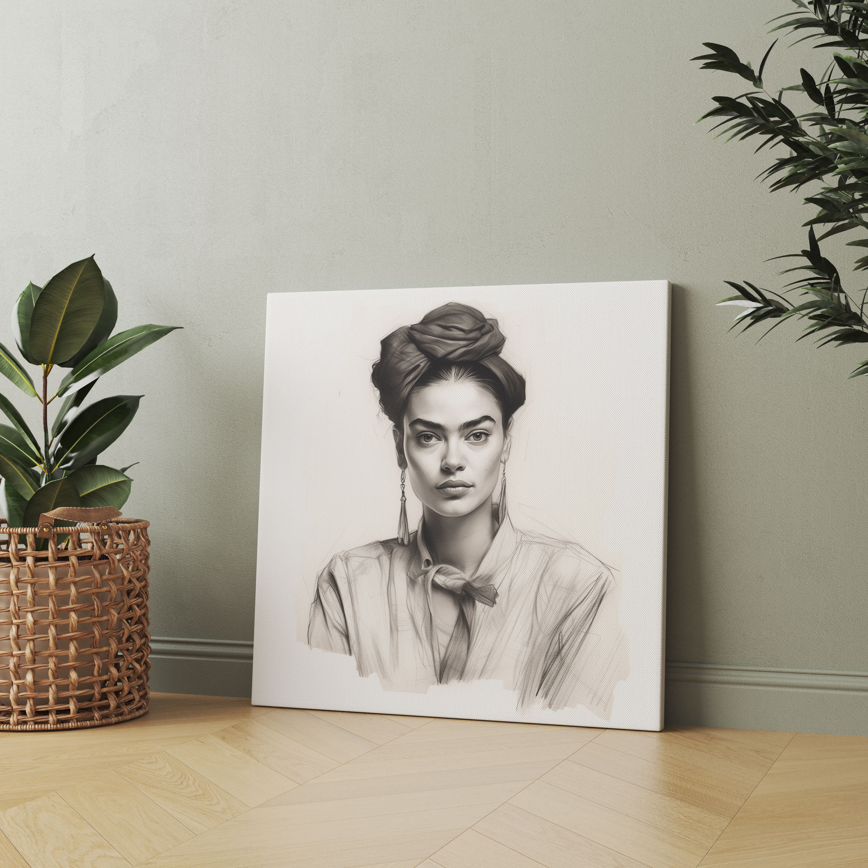 Frida Kahlo Canvas Wall Decoration - Frida Kahlo, Home Decoration, Monochromatic, Canvas Print