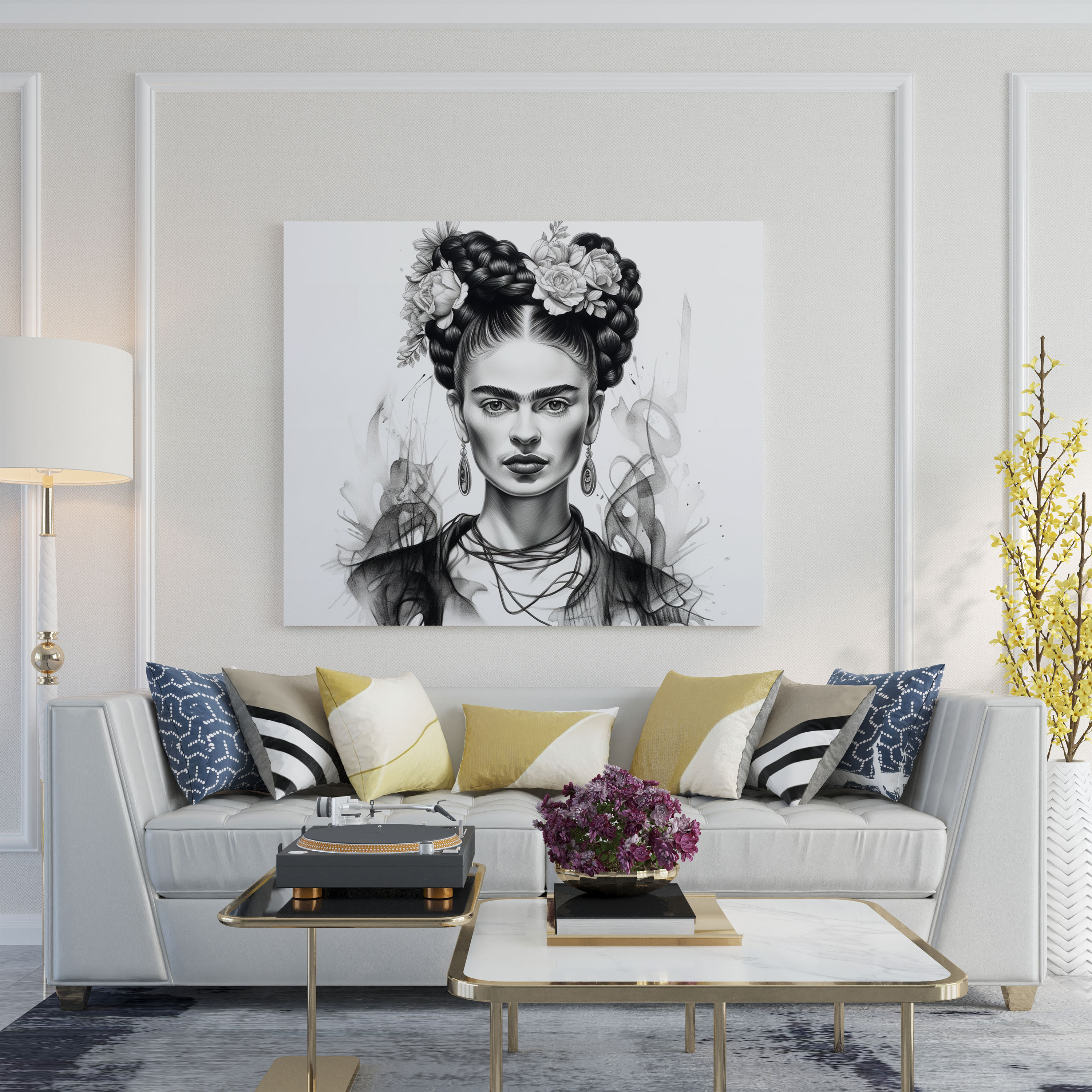 Frida Kahlo Canvas Print - Frida Kahlo, Monochrome, Frida Kahlo, Wall Art