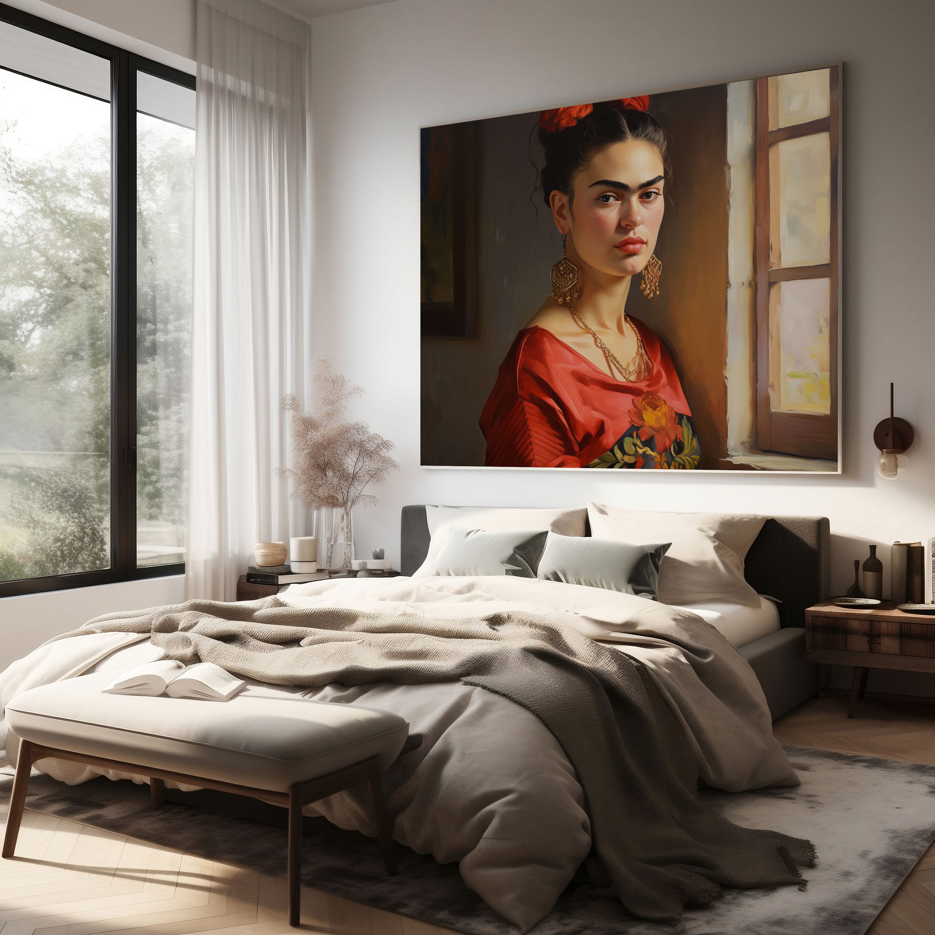 Frida Kahlo İfade Dolu Özellikler Kanvas Tablo - Yağlı Boya Sanatı