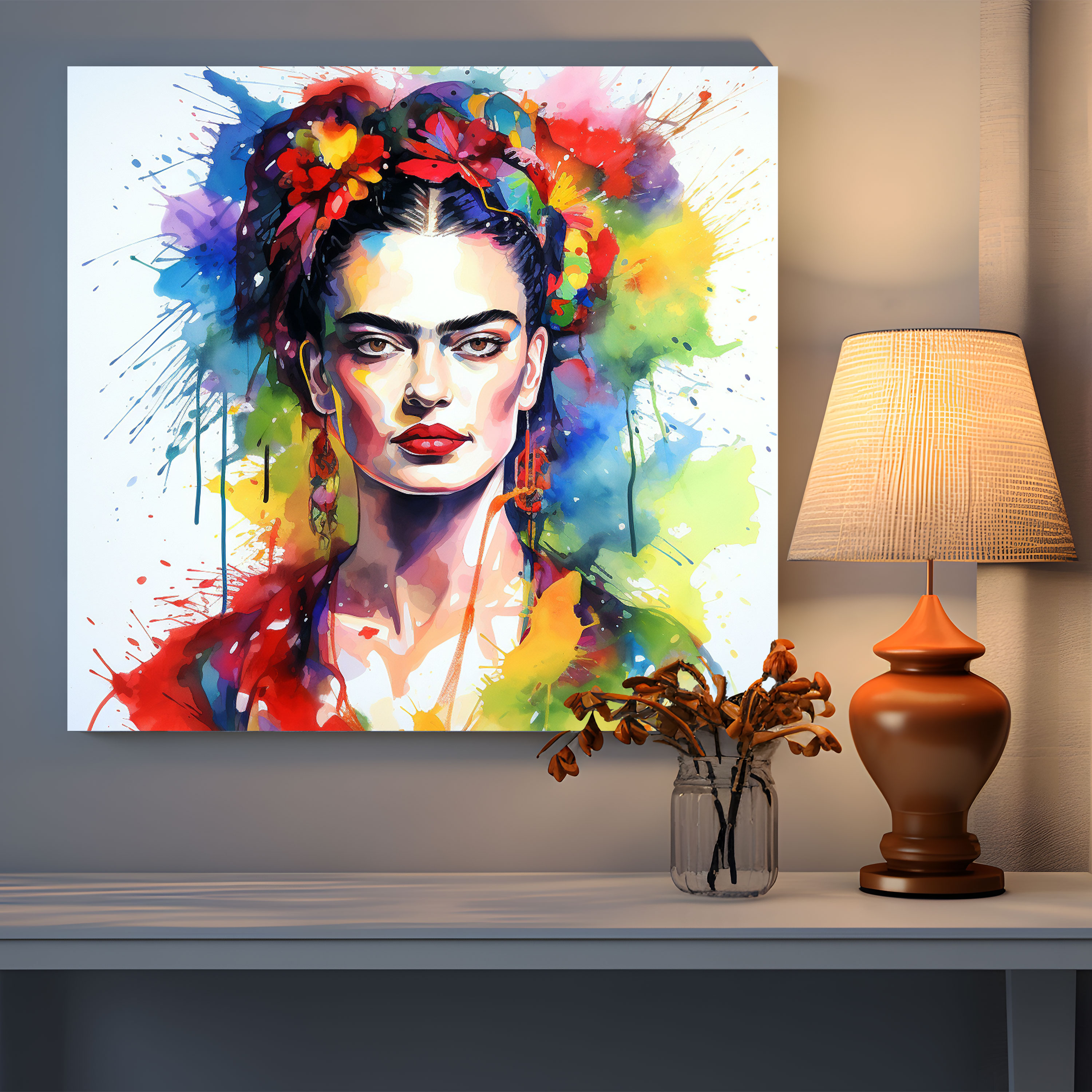 Frida Kahlo Kanvas Tablo - Canlı Renkleriyle Frida Kahlo Hayata Tutkusuyla