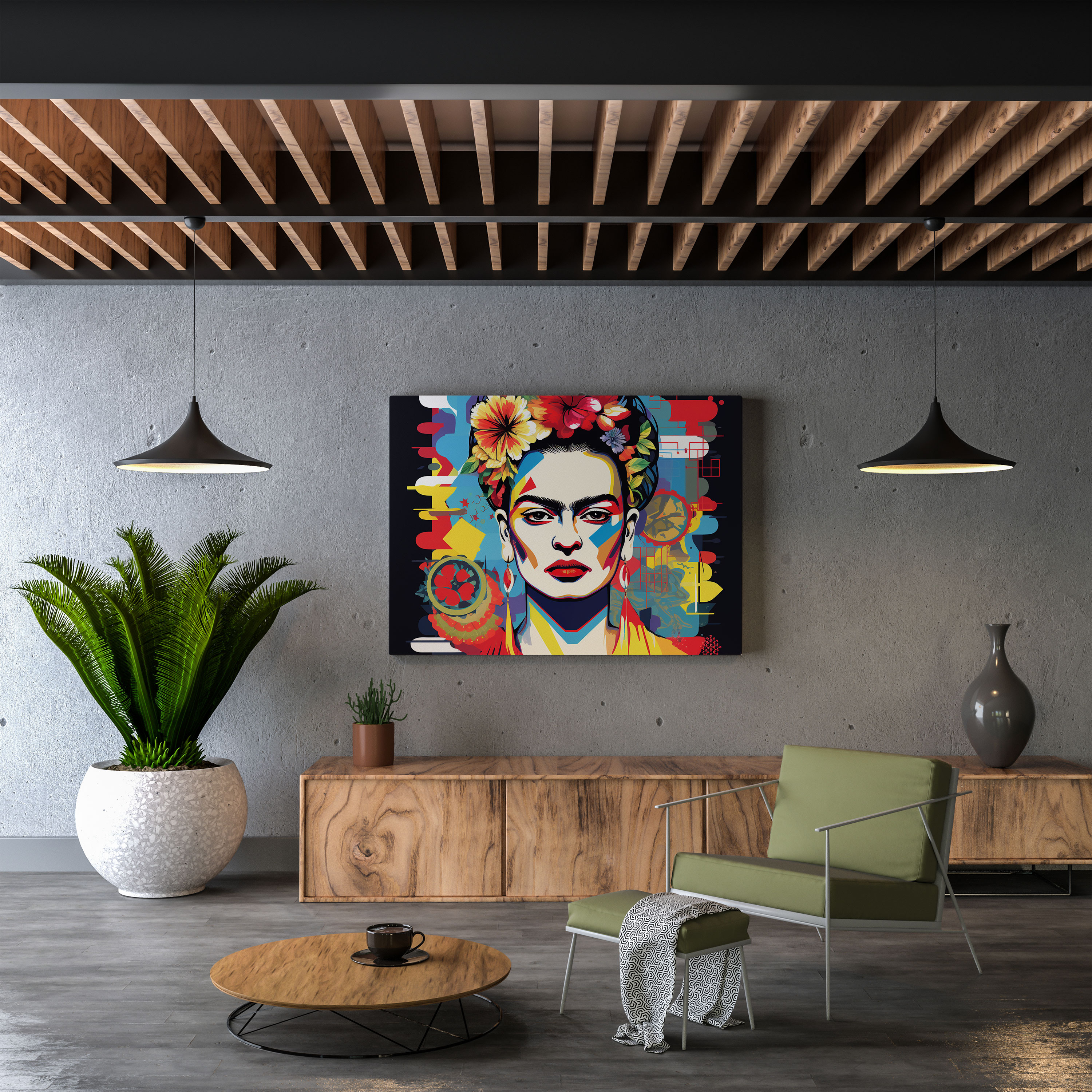 Frida Kahlo Canvas Print - Frida Kahlo, Digital Illustration, Rebellious Spirit, Bold