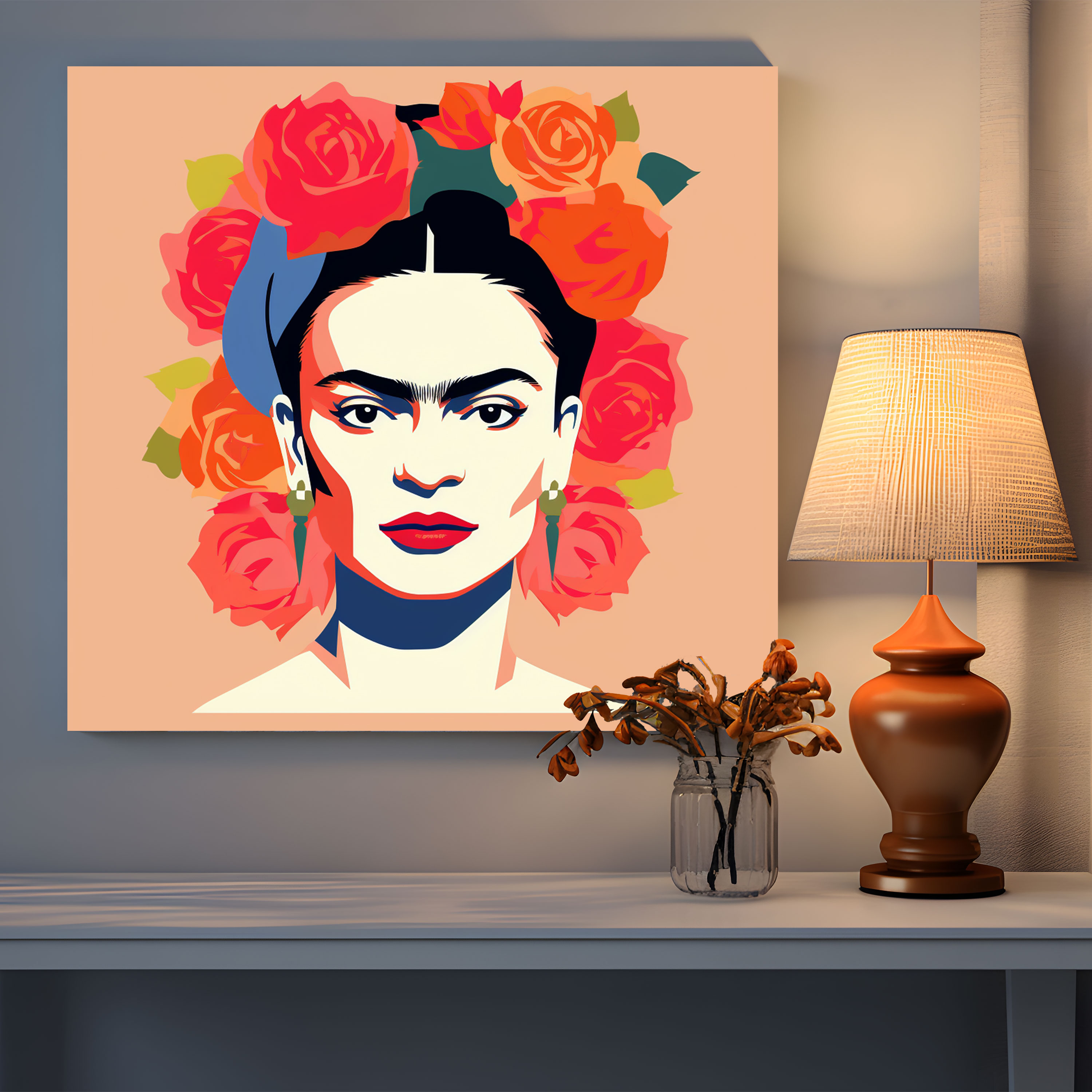 Frida Kahlo Kanvas Tablo - Duvar Sanatı Tek Kaş Duvar Dekorasyonu