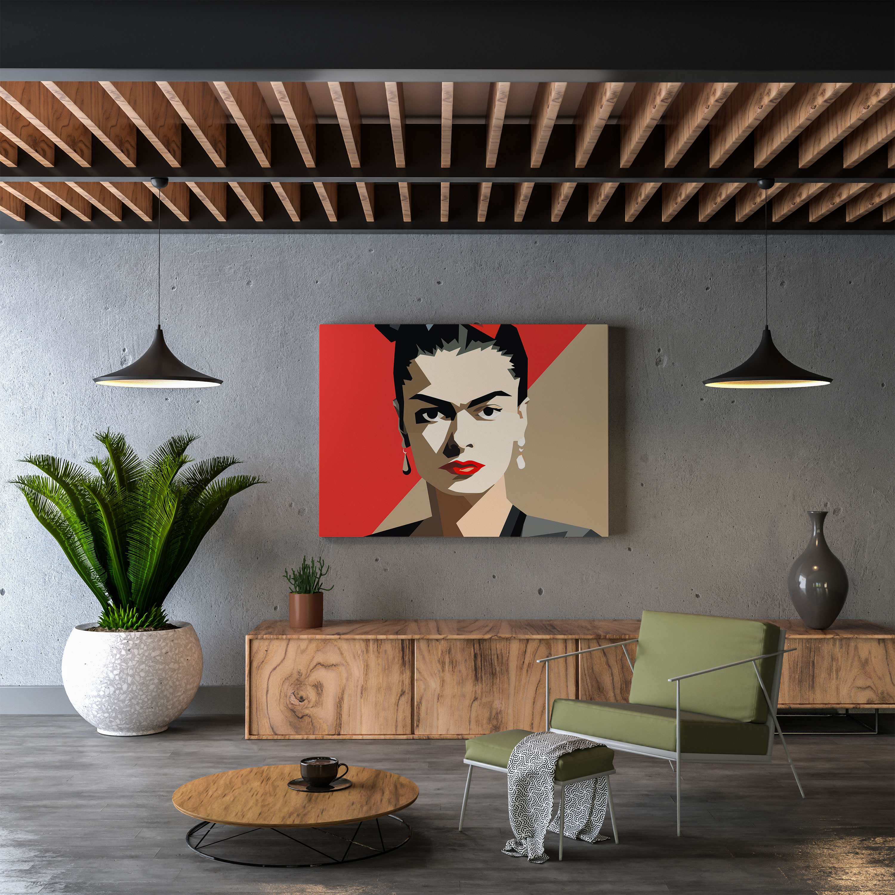 Minimalist Frida Kahlo Kanvas Tablo - Frida Kahlo Duvar Sanatı Kanvas Temiz Çizgiler