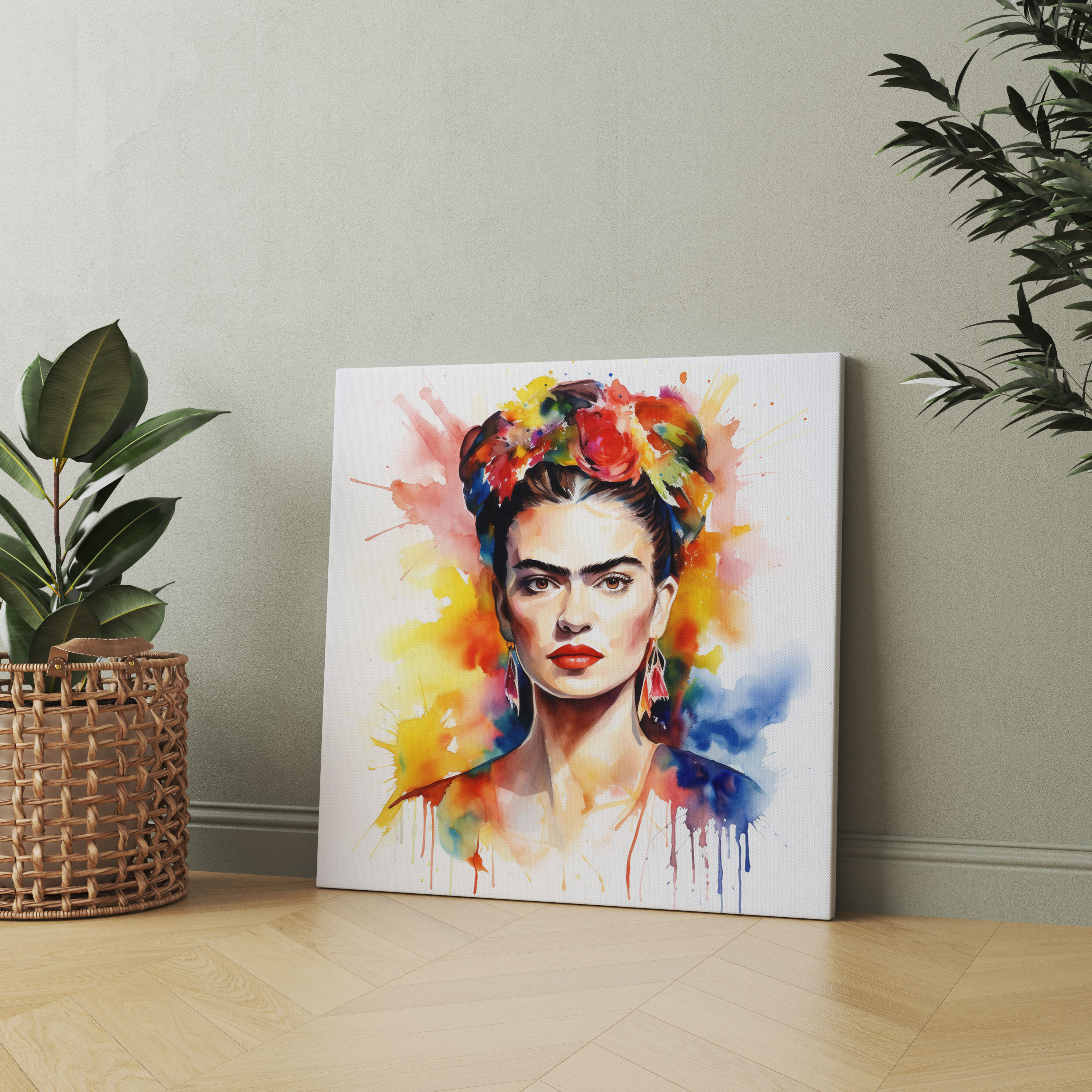 Frida Kahlo Suluboya Kanvas Tablo - Frida Kahlo Ateşli Ruh Canlı