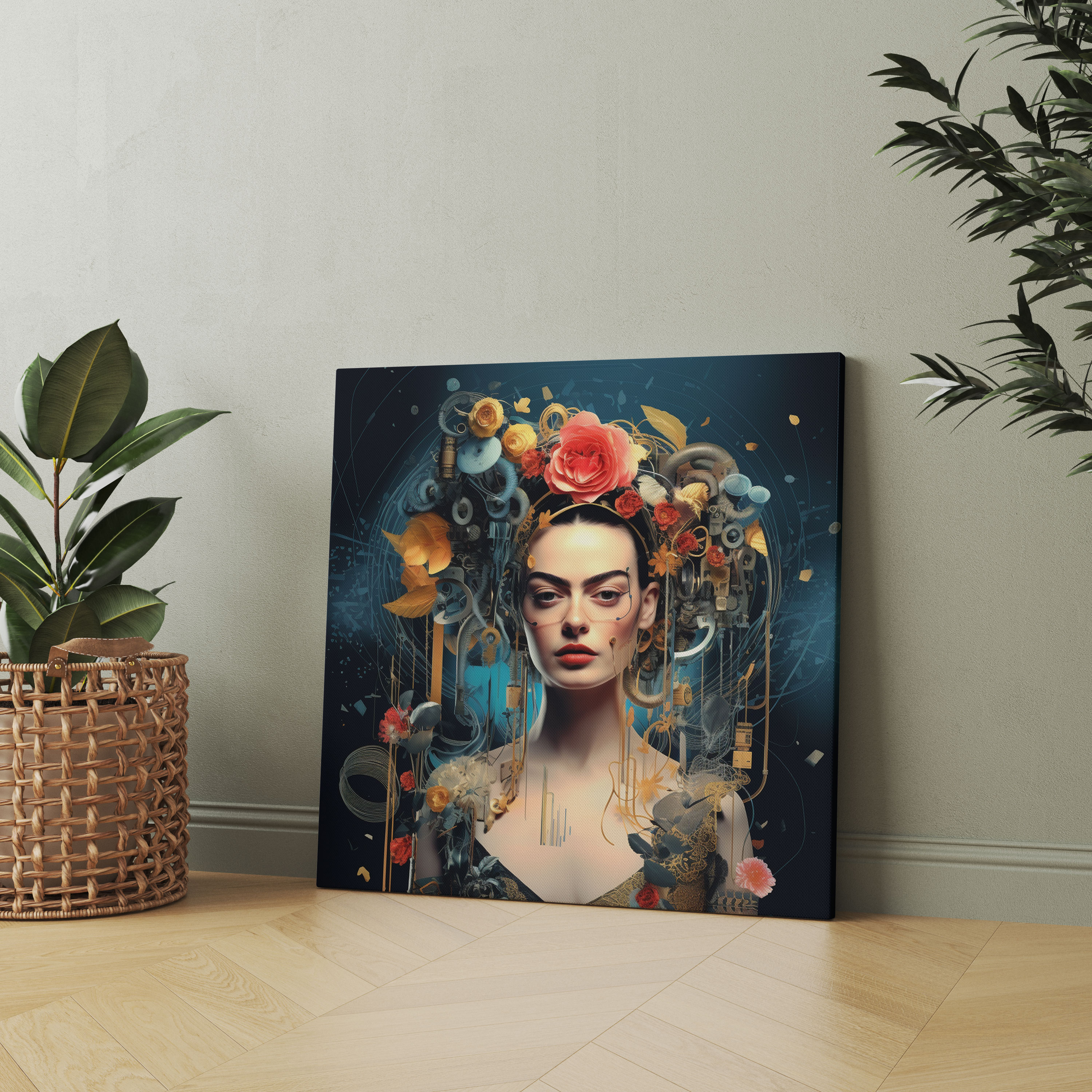 Dijital Frida Kahlo Kanvas Tablo - Frida Kahlo Kanvas Duvar Sanatı Zamansız Güzellik Ev Dekorasyonu