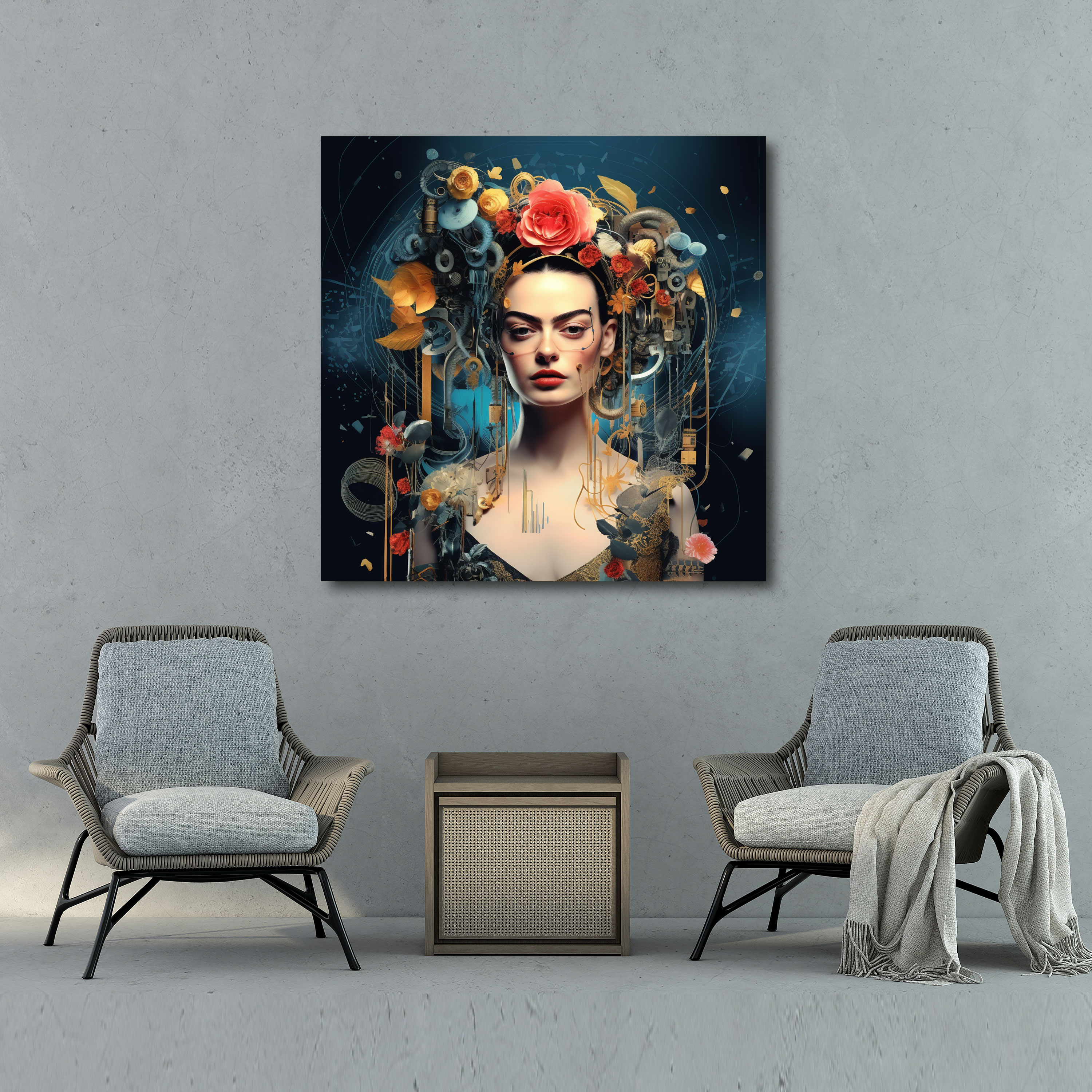 Dijital Frida Kahlo Kanvas Tablo - Frida Kahlo Kanvas Duvar Sanatı Zamansız Güzellik Ev Dekorasyonu