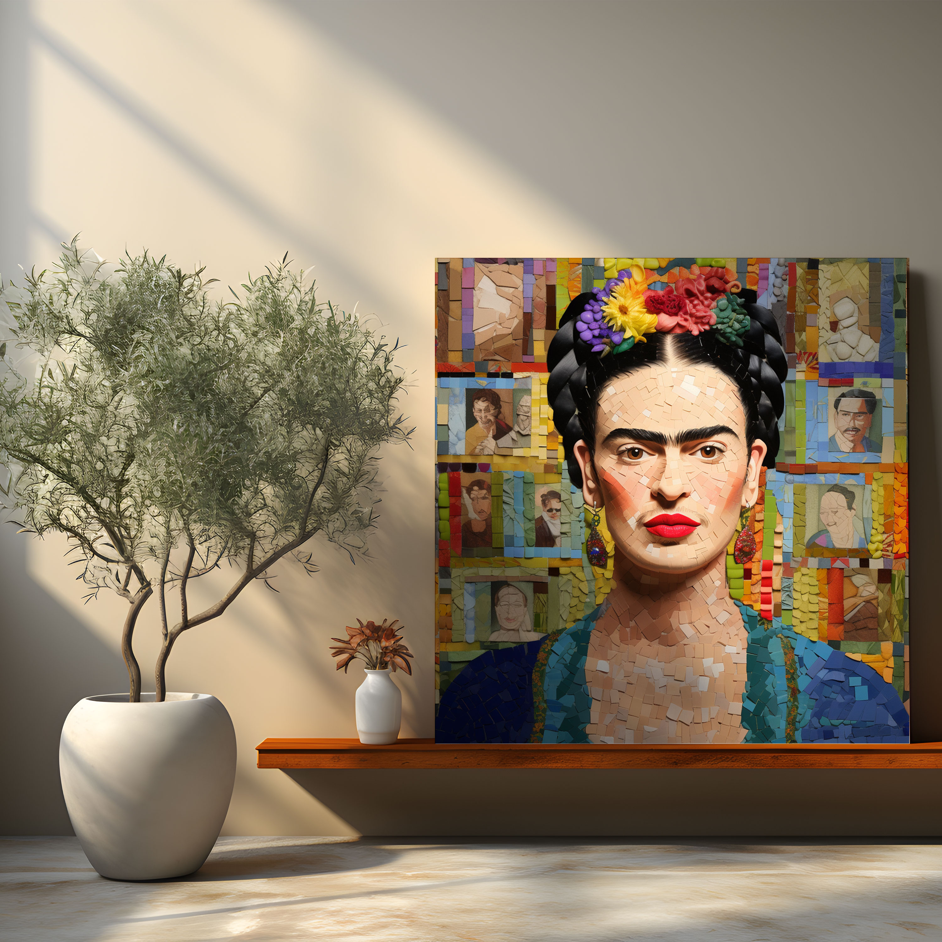 Frida Kahlo Mosaic Canvas Print - Frida Kahlo, Canvas, Frida Kahlo, Home Decoration