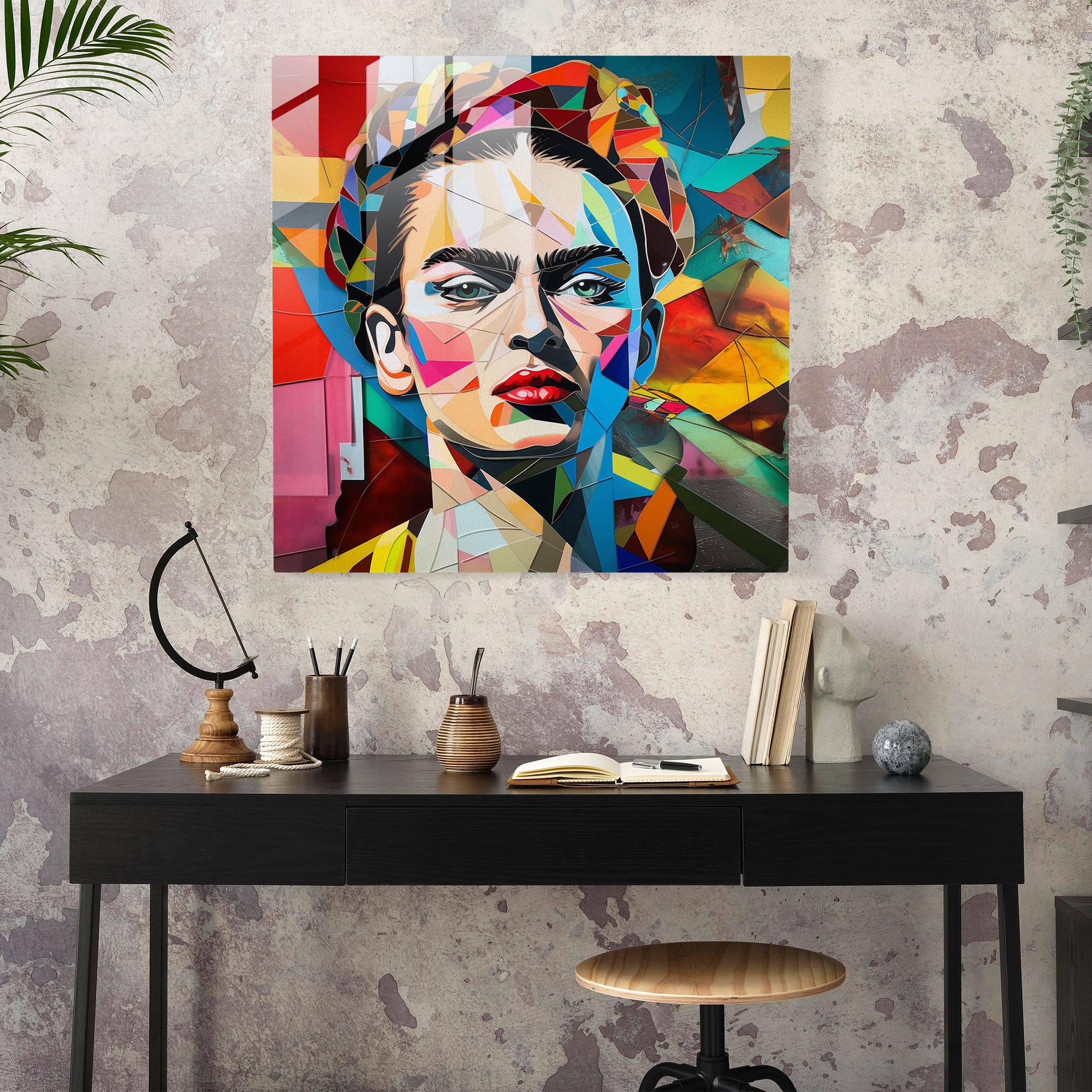 Frida Kahlo Glass Print - Frida Kahlo, Collage, Frida Kahlo, Wall Decoration