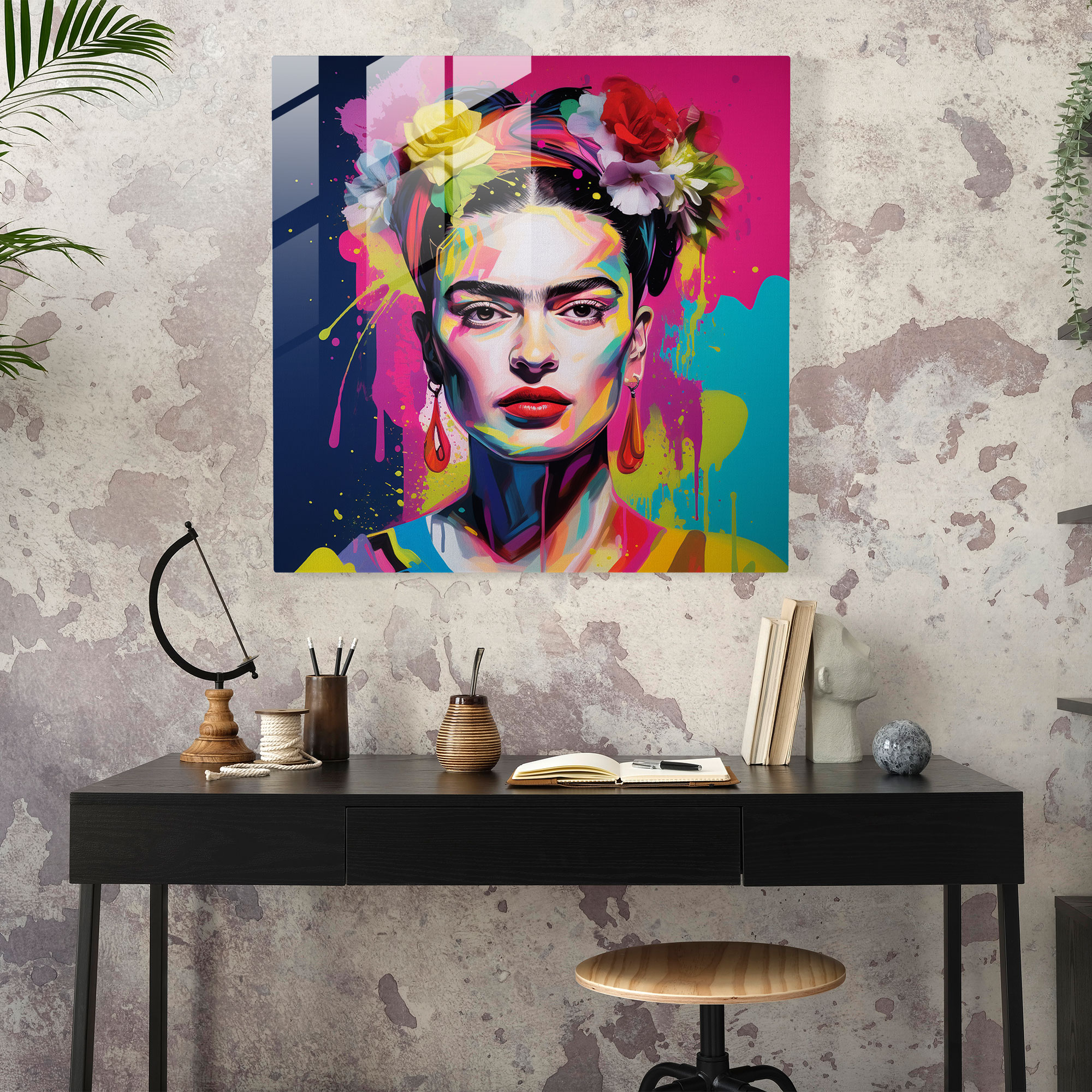 Frida Kahlo Glass Print - Frida Kahlo, Glass Art, Glass Print, Home Decoration