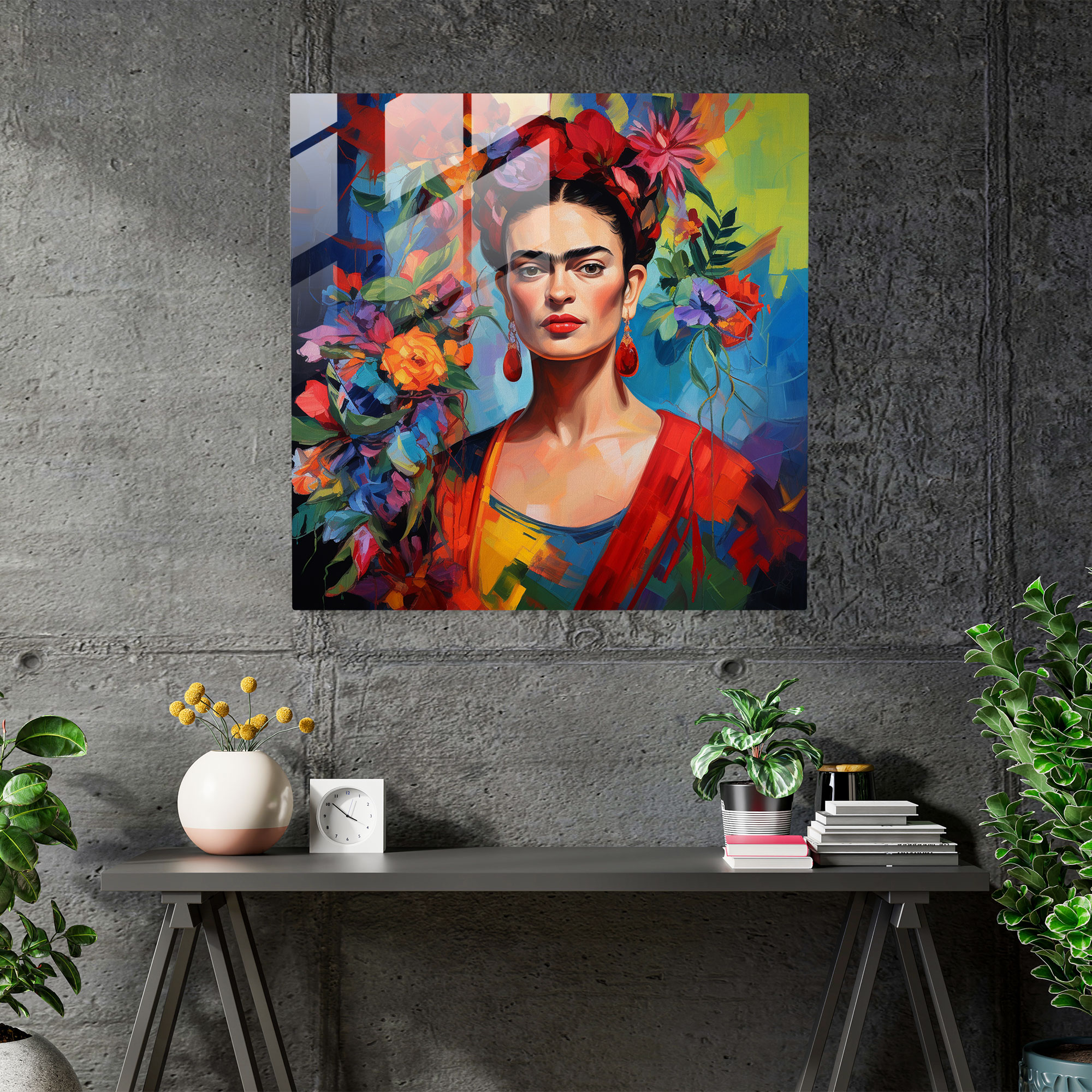 Frida Kahlo Glass Wall Art - Frida Kahlo, Glass Print, Bold, Vibrant