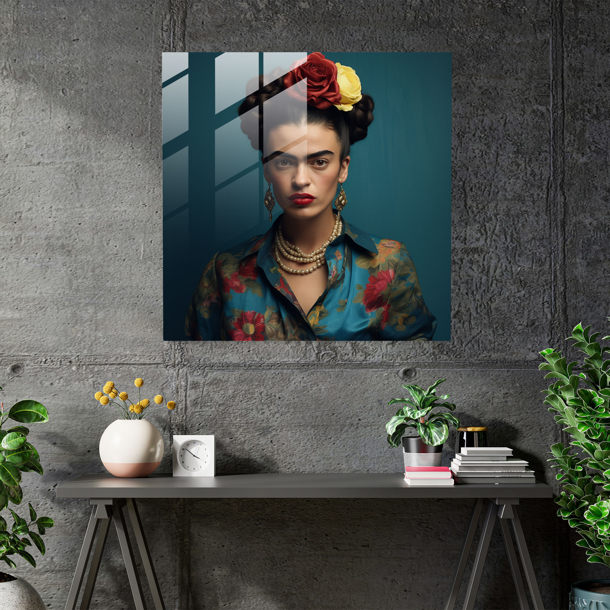 Frida Kahlo Glass Portrait - Frida Kahlo, Resilience, Frida Kahlo, Glass Print