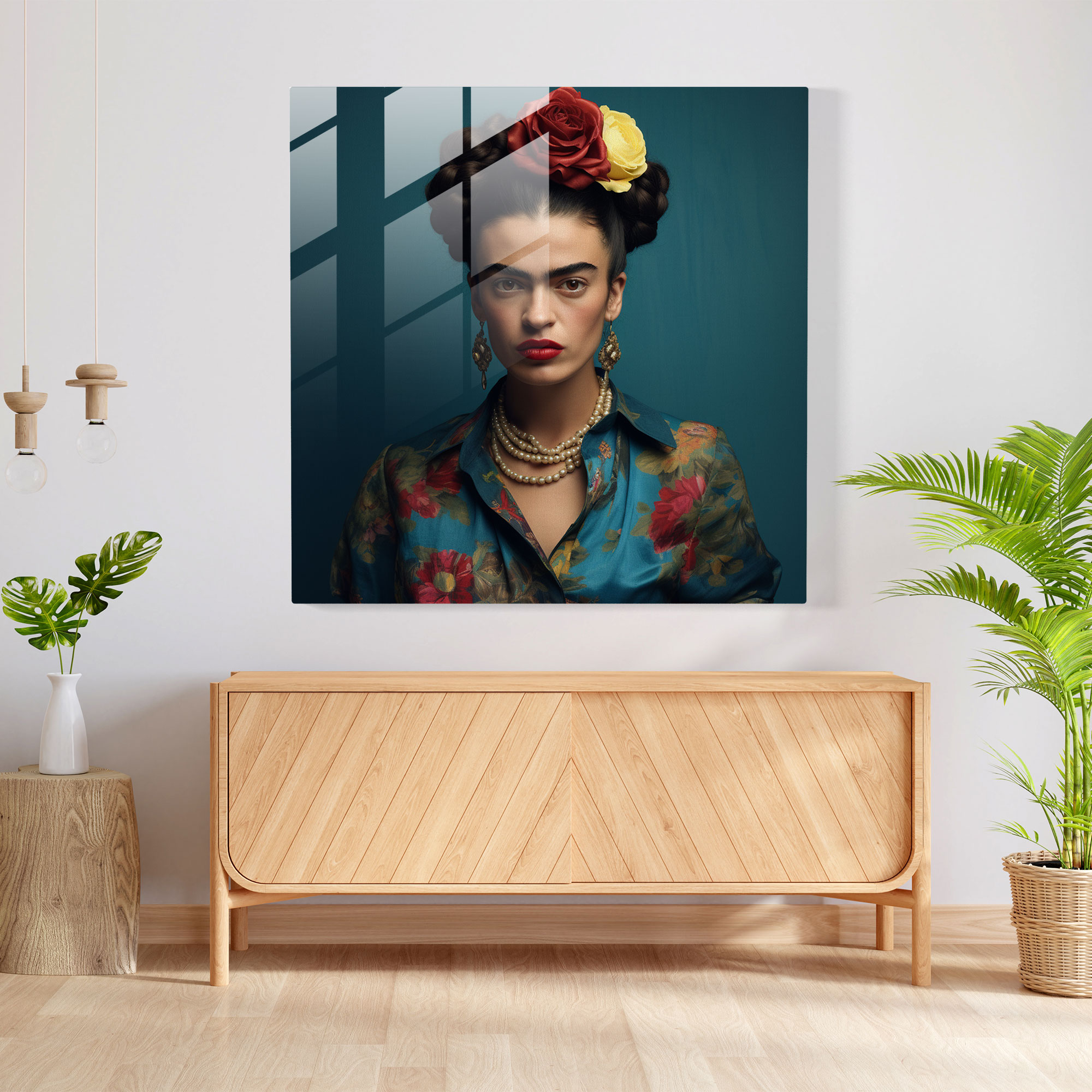 Frida Kahlo Glass Portrait - Frida Kahlo, Resilience, Frida Kahlo, Glass Print