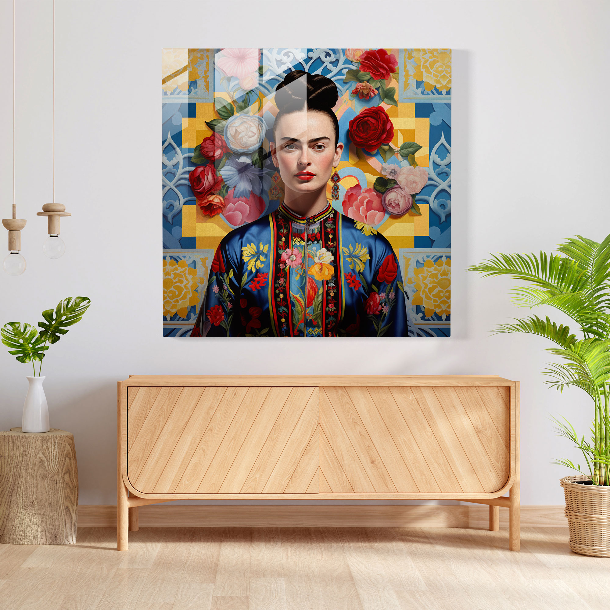 Kaleidoskop Rüyaları Cam Tablo - Frida Kahlo Duvar Dekorasyonu Büyüleyici Geometrik Soyutlama