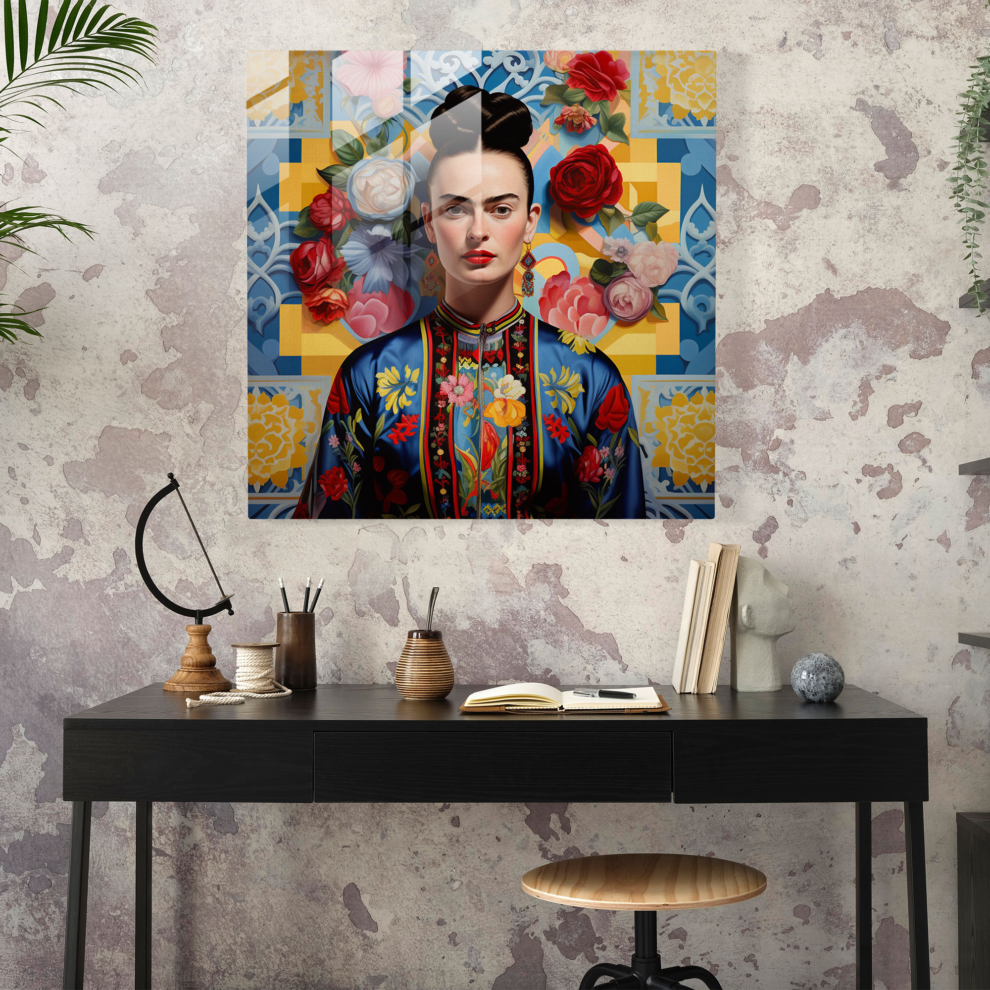 Kaleidoskop Rüyaları Cam Tablo - Frida Kahlo Duvar Dekorasyonu Büyüleyici Geometrik Soyutlama