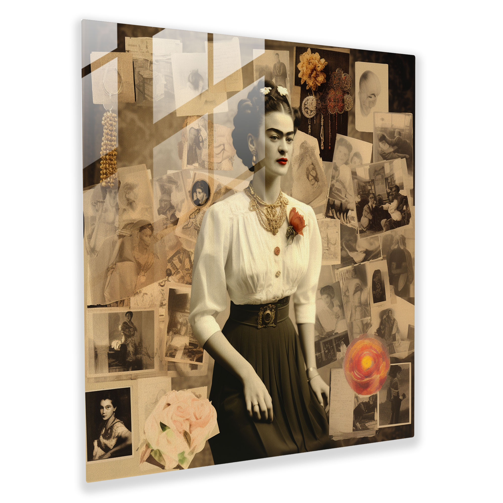 Frida Kahlo Glass Print - Frida Kahlo, Key Moments, Influences, Glass Wall Art