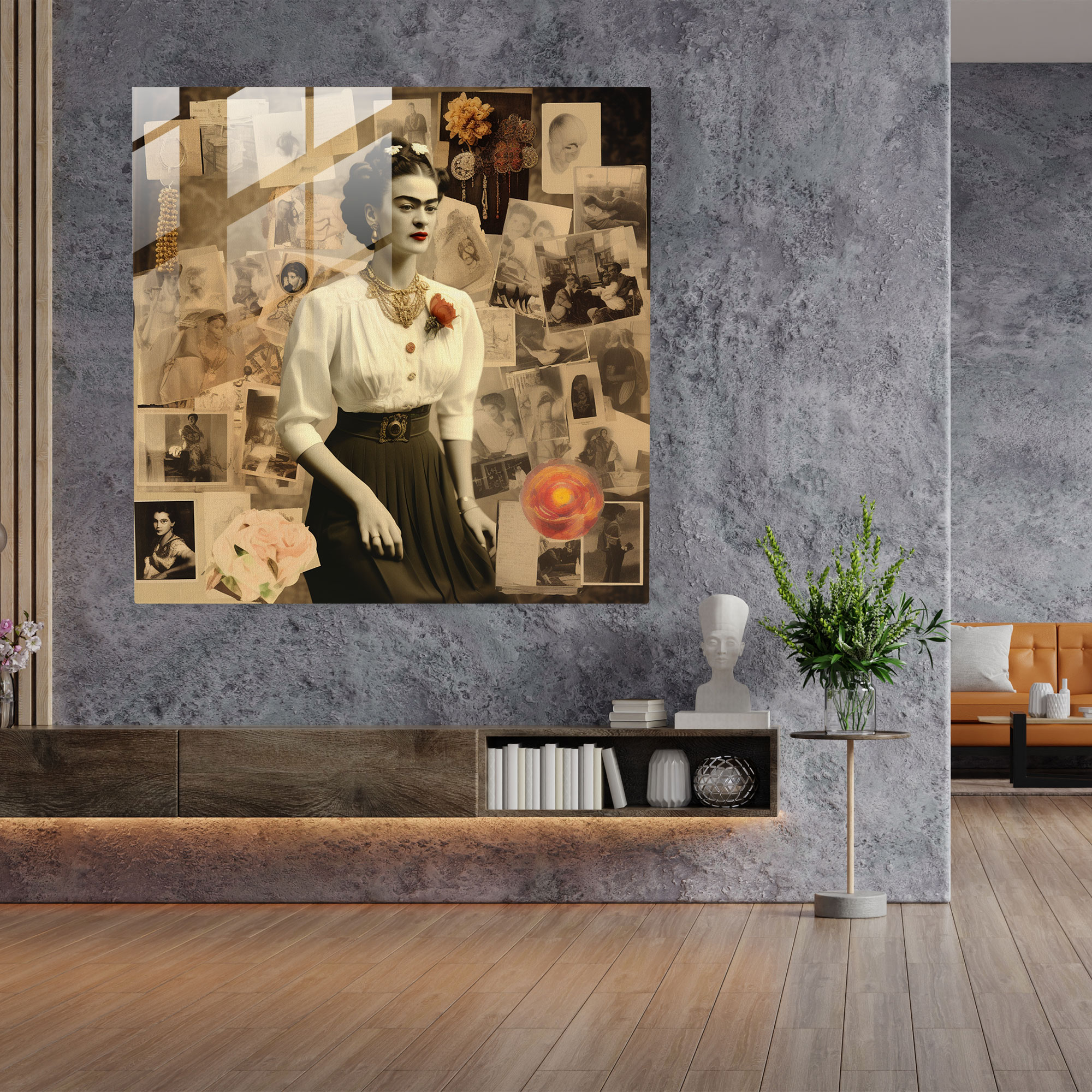 Frida Kahlo Glass Print - Frida Kahlo, Key Moments, Influences, Glass Wall Art