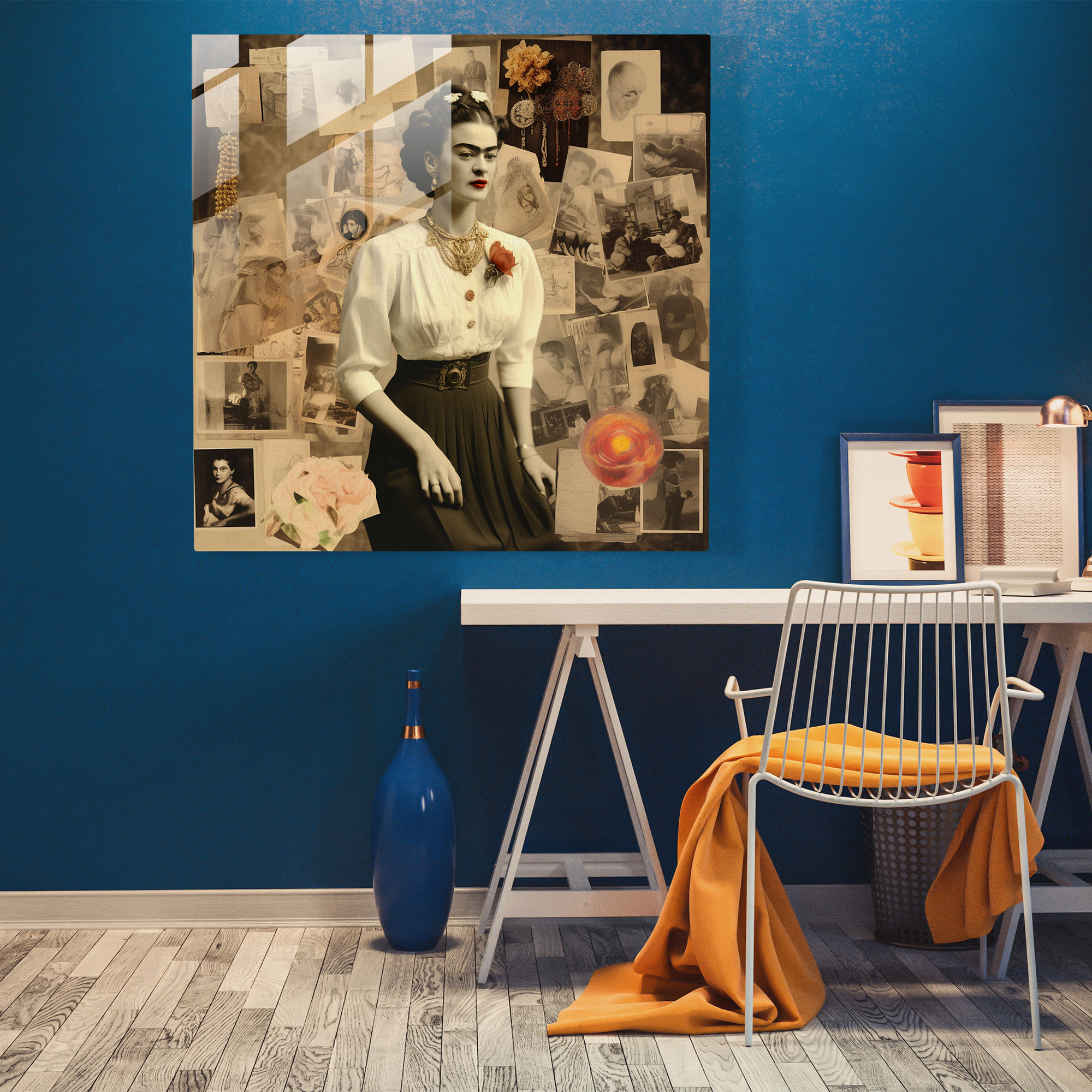 Frida Kahlo Glass Print - Frida Kahlo, Key Moments, Influences, Glass Wall Art
