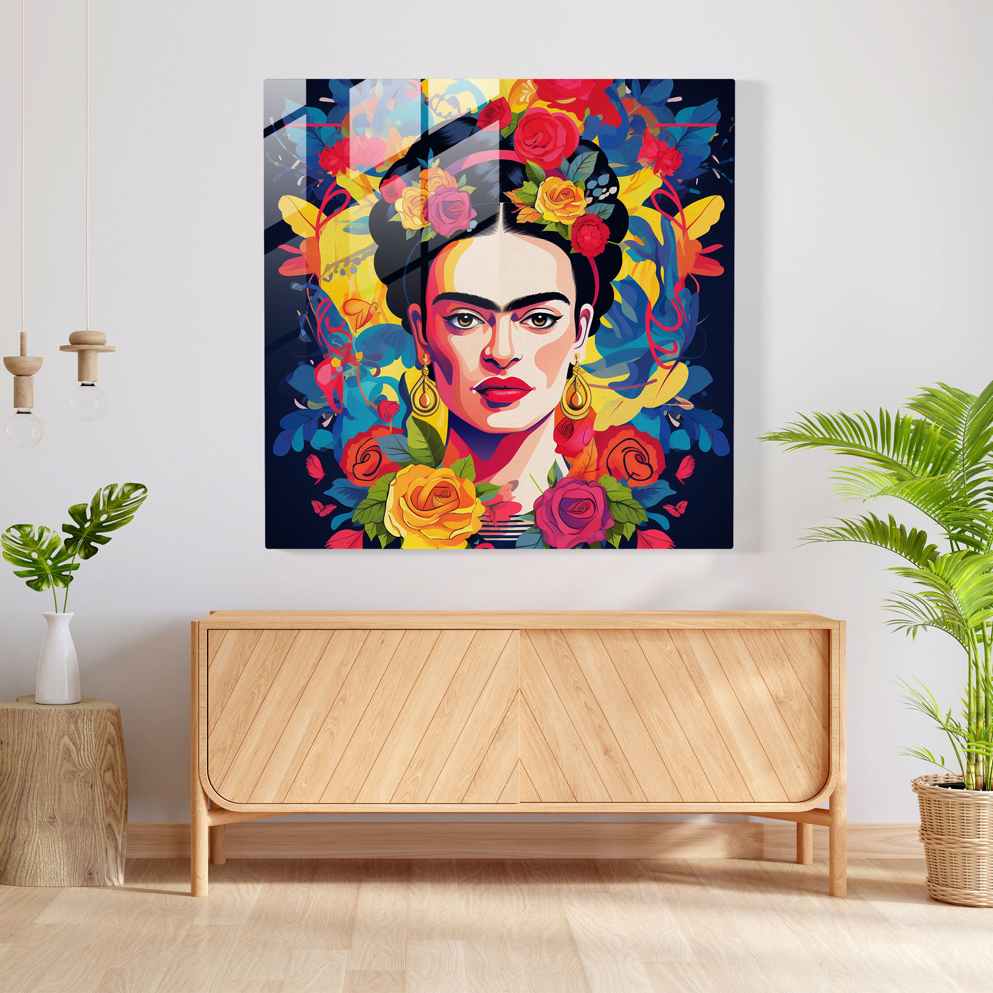 Frida Kahlo Glass Print - Frida Kahlo, Glass Art, Modern Art, Pop Art Inspired Illustration