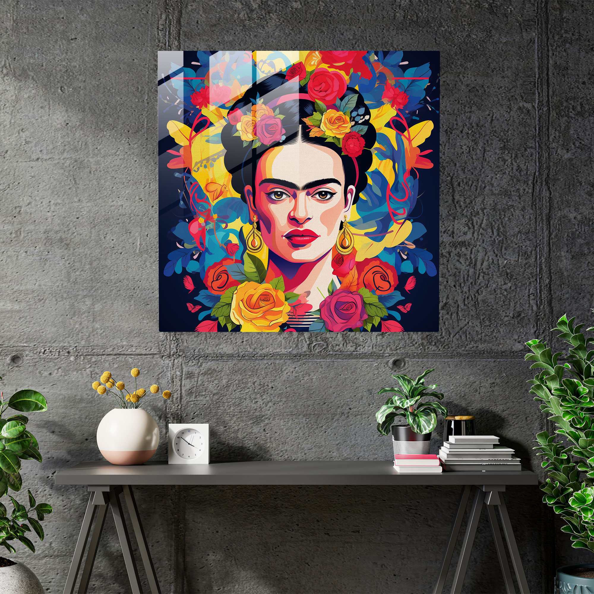 Frida Kahlo Glass Print - Frida Kahlo, Glass Art, Modern Art, Pop Art Inspired Illustration