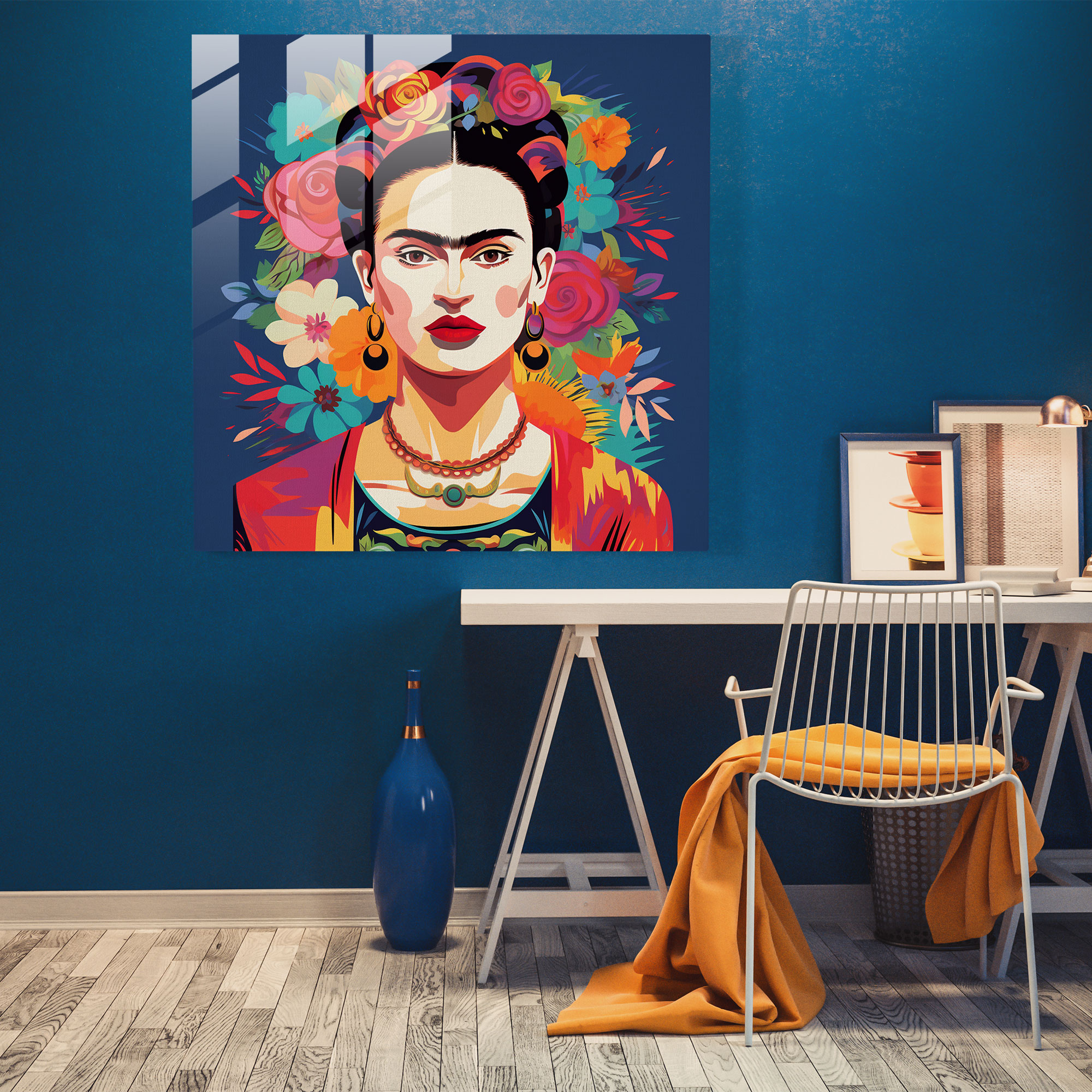 Frida Kahlo Glass Print - Pop Rebel - Frida Kahlo, Glass Wall Art, Pop Art-Inspired, Home Decoration