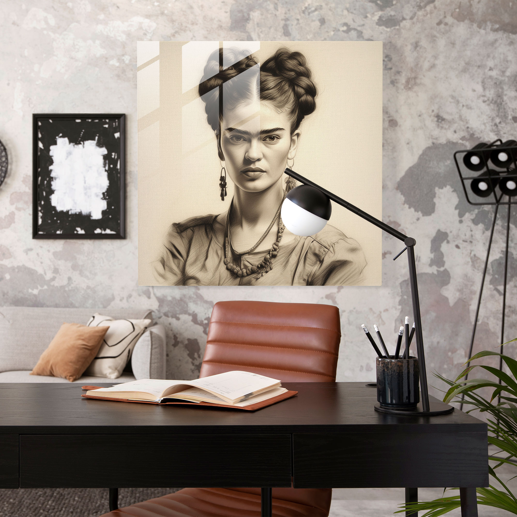 Frida Kahlo Glass Print - Intense Reflection - Frida Kahlo, Intense Gaze, Inner Strength, Profound Emotions