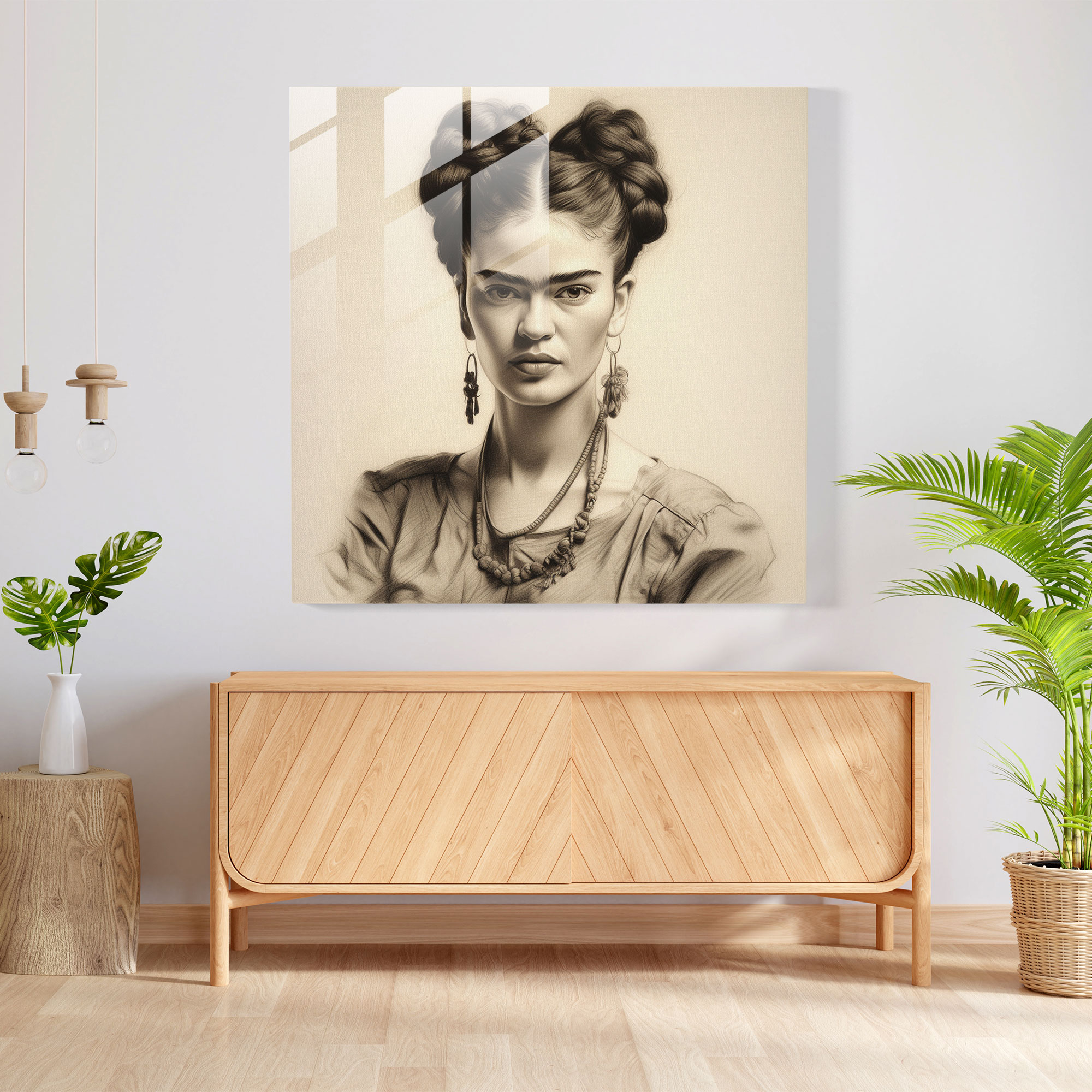 Frida Kahlo Glass Print - Intense Reflection - Frida Kahlo, Intense Gaze, Inner Strength, Profound Emotions