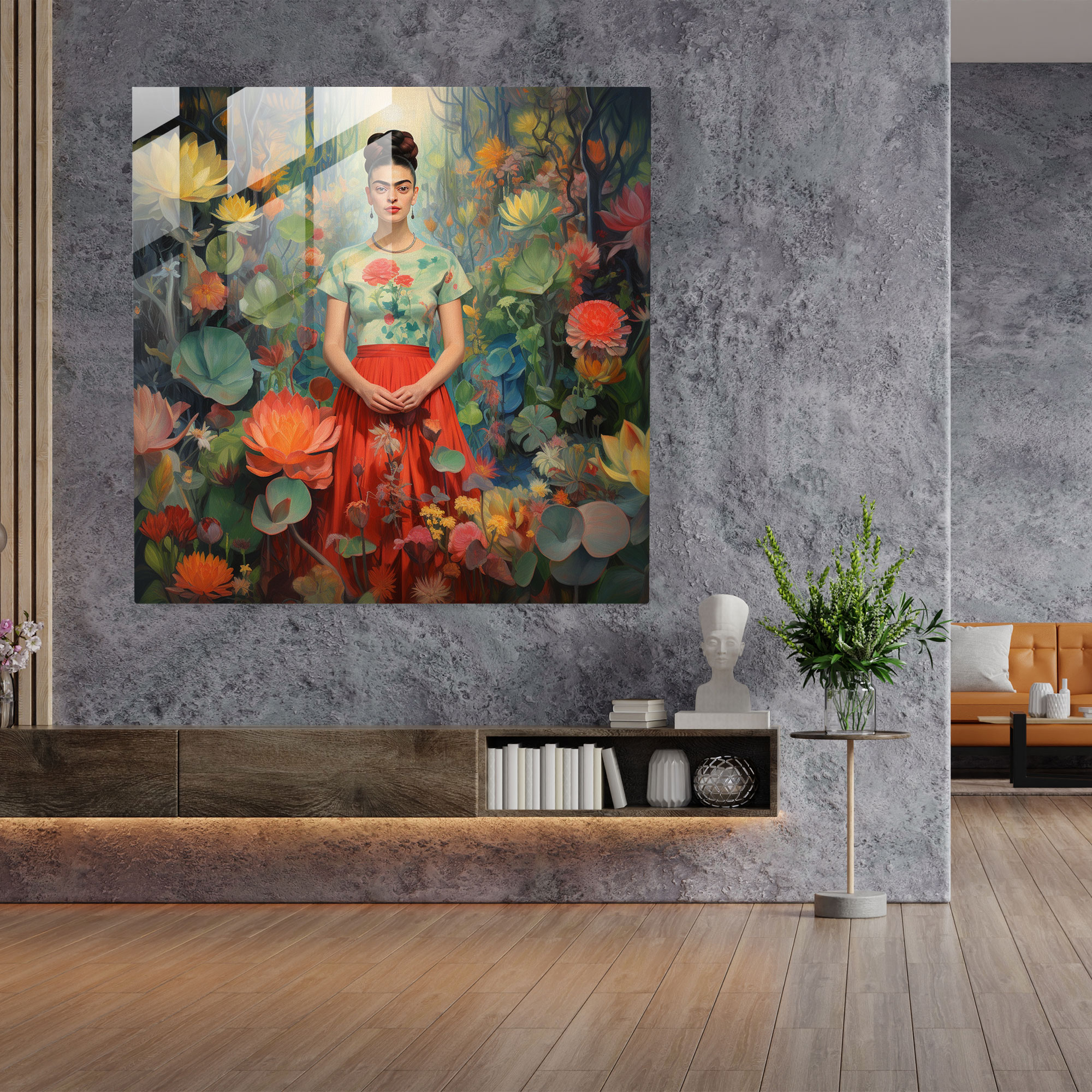 Frida Kahlo Glass Print - Frida Kahlo, Glass Print, Surrealistic Plants, Modern Art