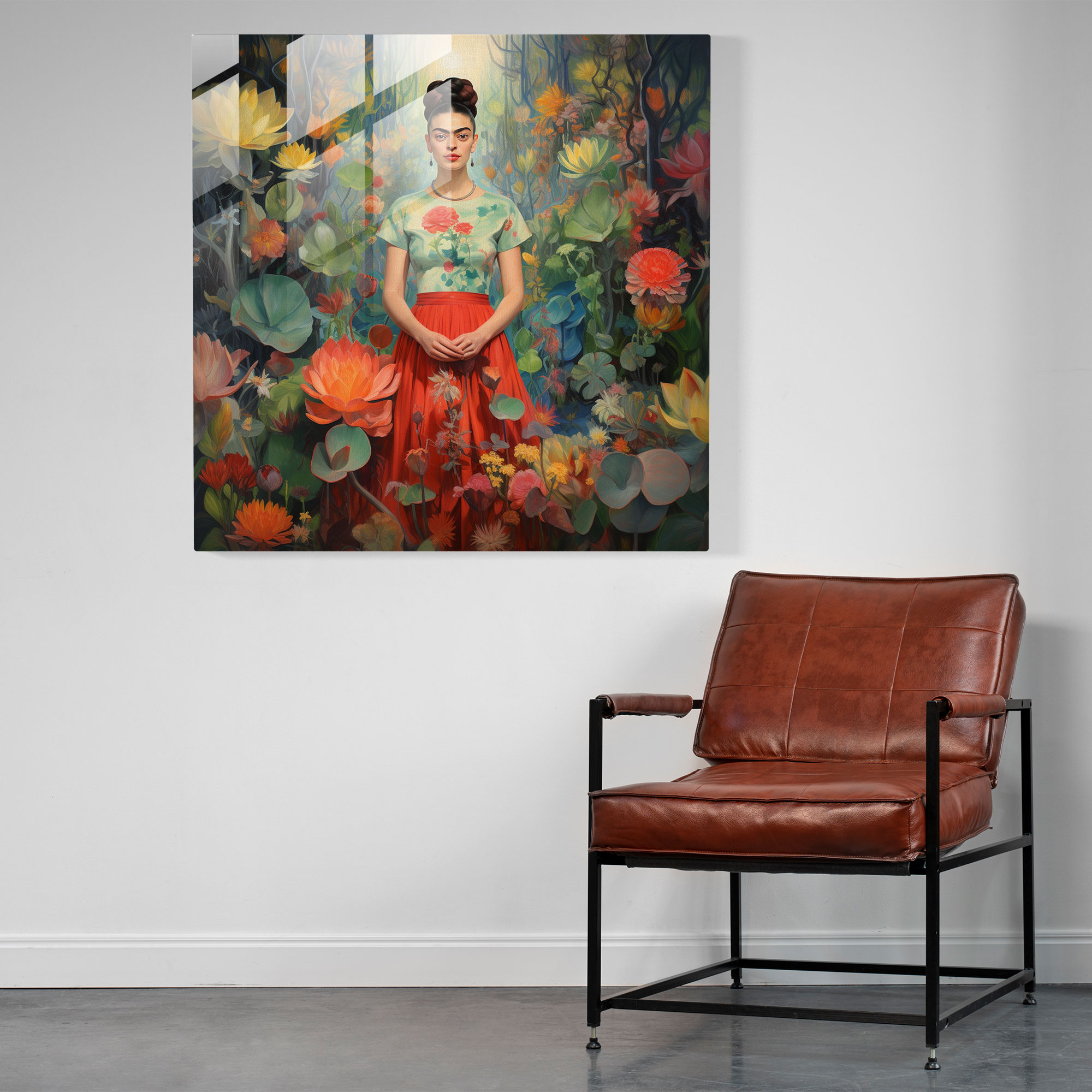 Frida Kahlo Glass Print - Frida Kahlo, Glass Print, Surrealistic Plants, Modern Art