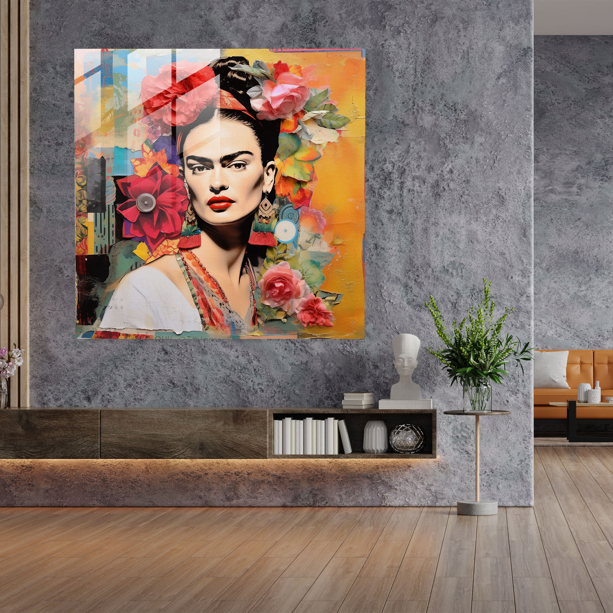 Frida Kahlo Glass Print - Frida Kahlo, Glass Wall Art, Glass Art, Colorful Fabrics