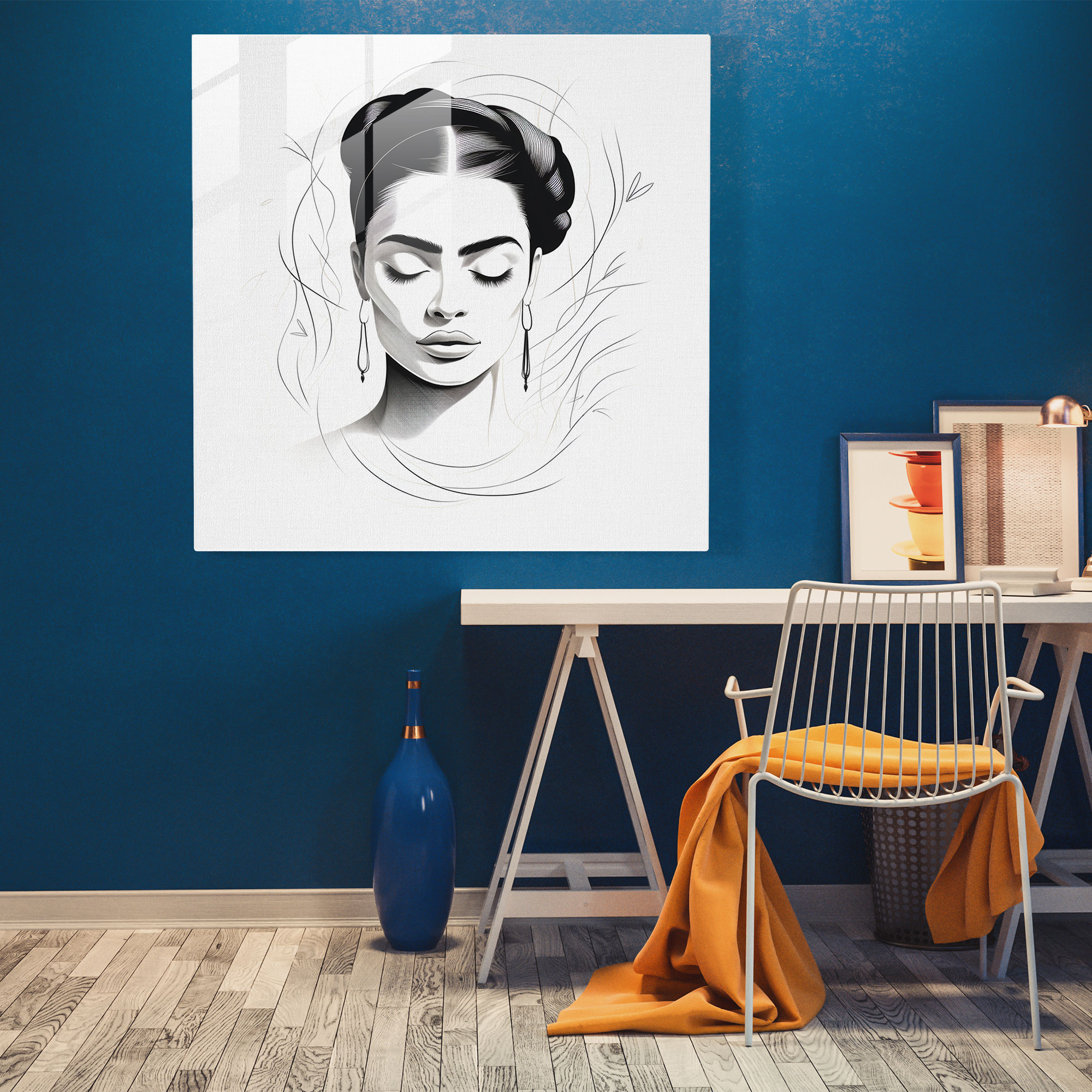 Frida Kahlo Glass Print - Frida Kahlo, Simplicity, Wall Decoration, Glass Print