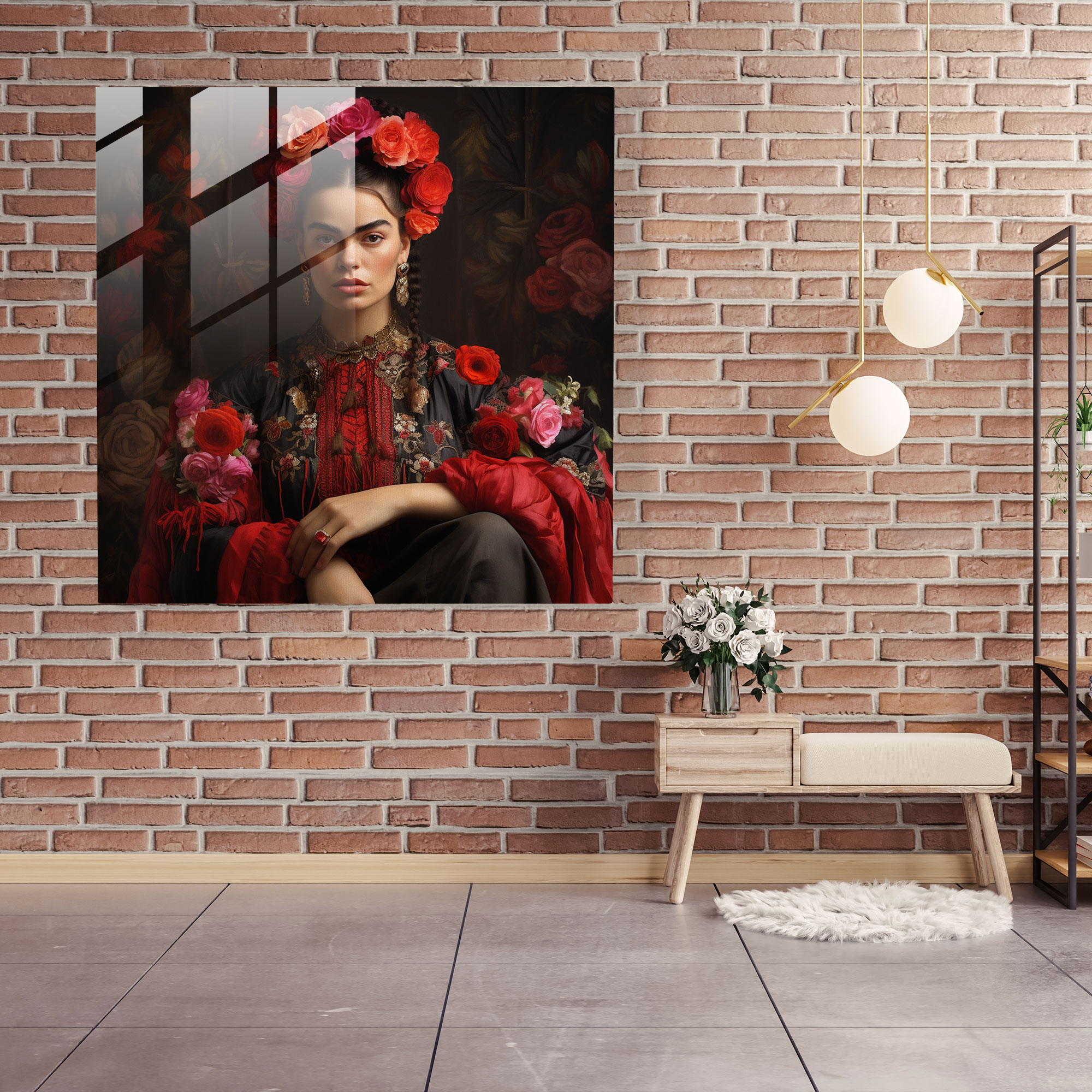 Frida Kahlo Glass Print - Frida Kahlo, Frida Kahlo Intense Gaze, Glass Art, Glass Print
