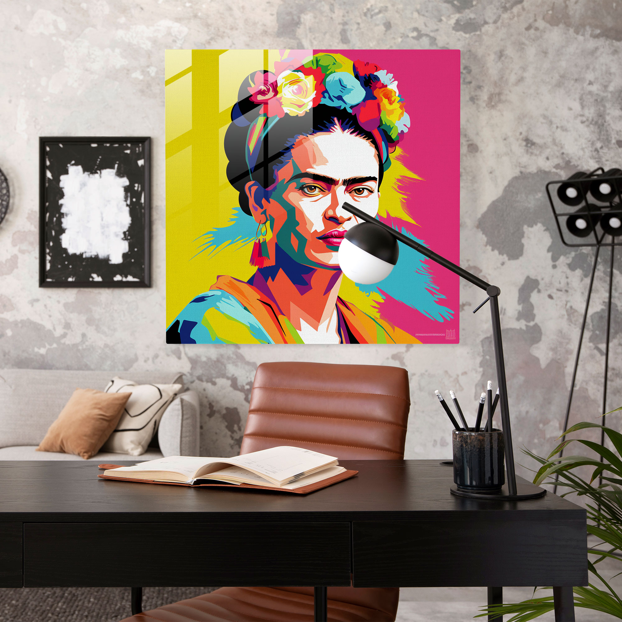 Frida Kahlo Glass Print - Frida Kahlo, Pop Art-Inspired Print, Home Decoration, Modern Art