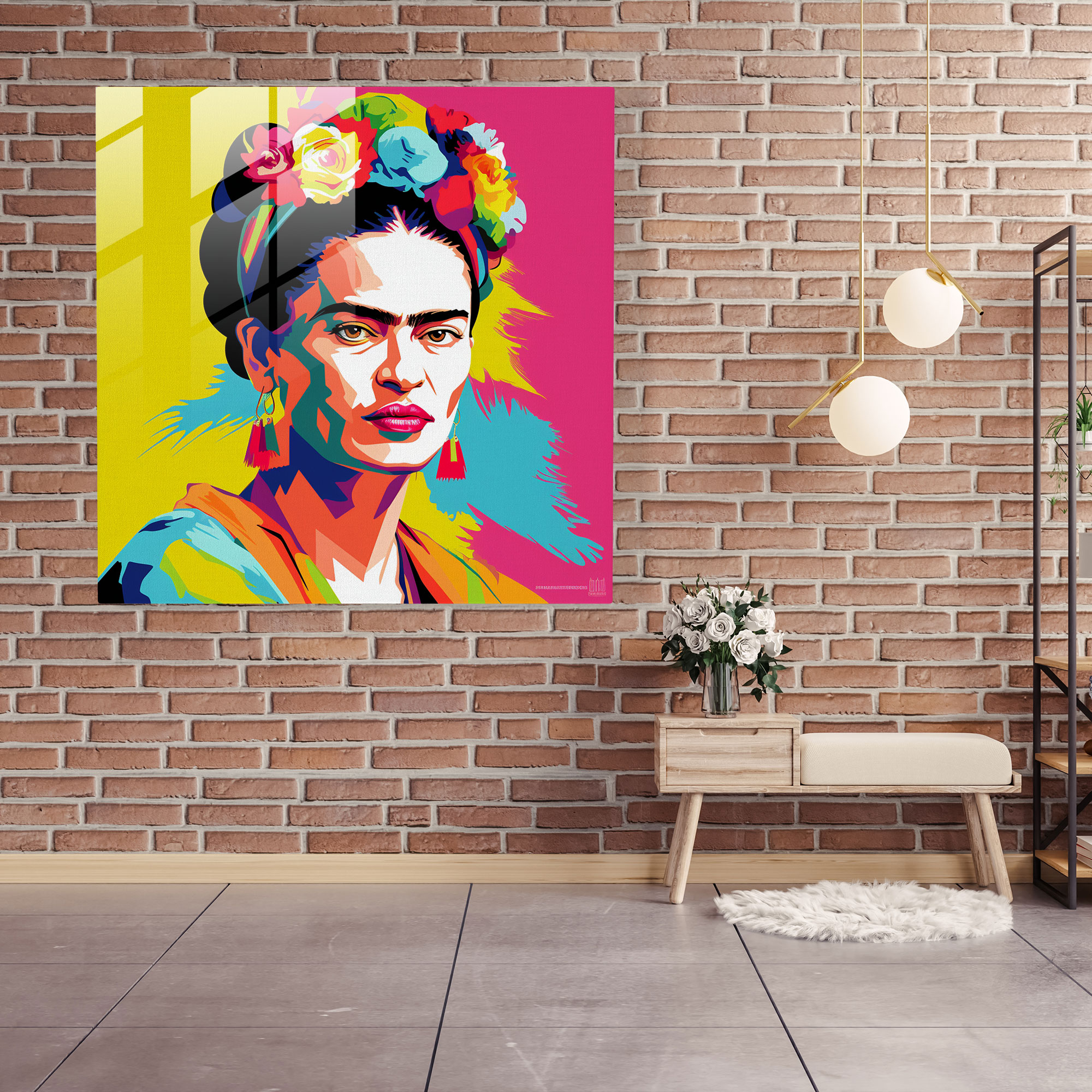 Frida Kahlo Glass Print - Frida Kahlo, Pop Art-Inspired Print, Home Decoration, Modern Art