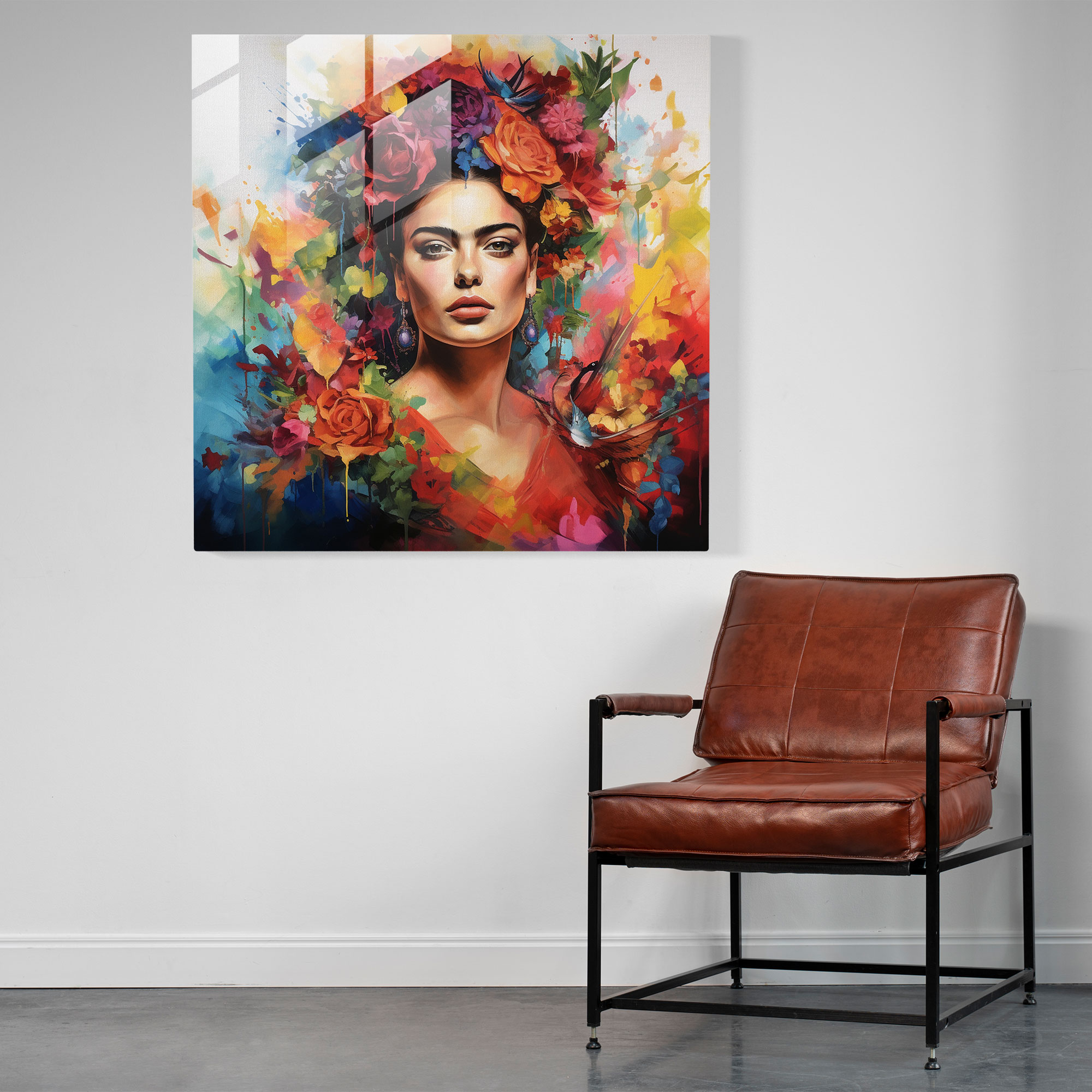 Frida Kahlo Glass Print - Frida Kahlo, Frida Kahlo, Modern Art, Watercolor Painting