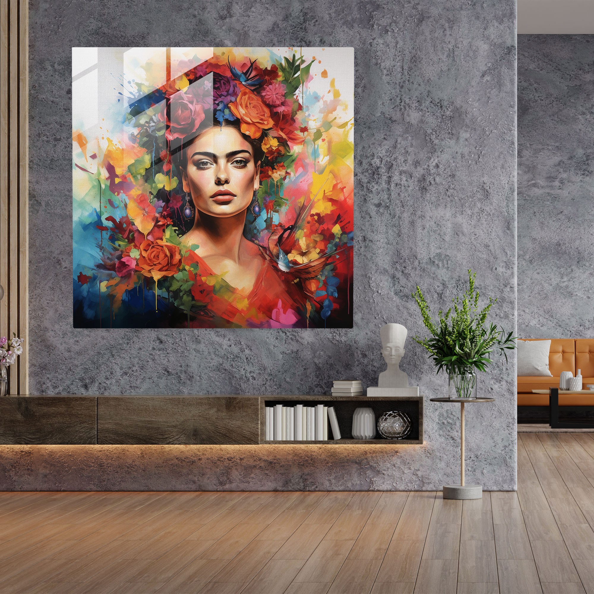 Frida Kahlo Glass Print - Frida Kahlo, Frida Kahlo, Modern Art, Watercolor Painting