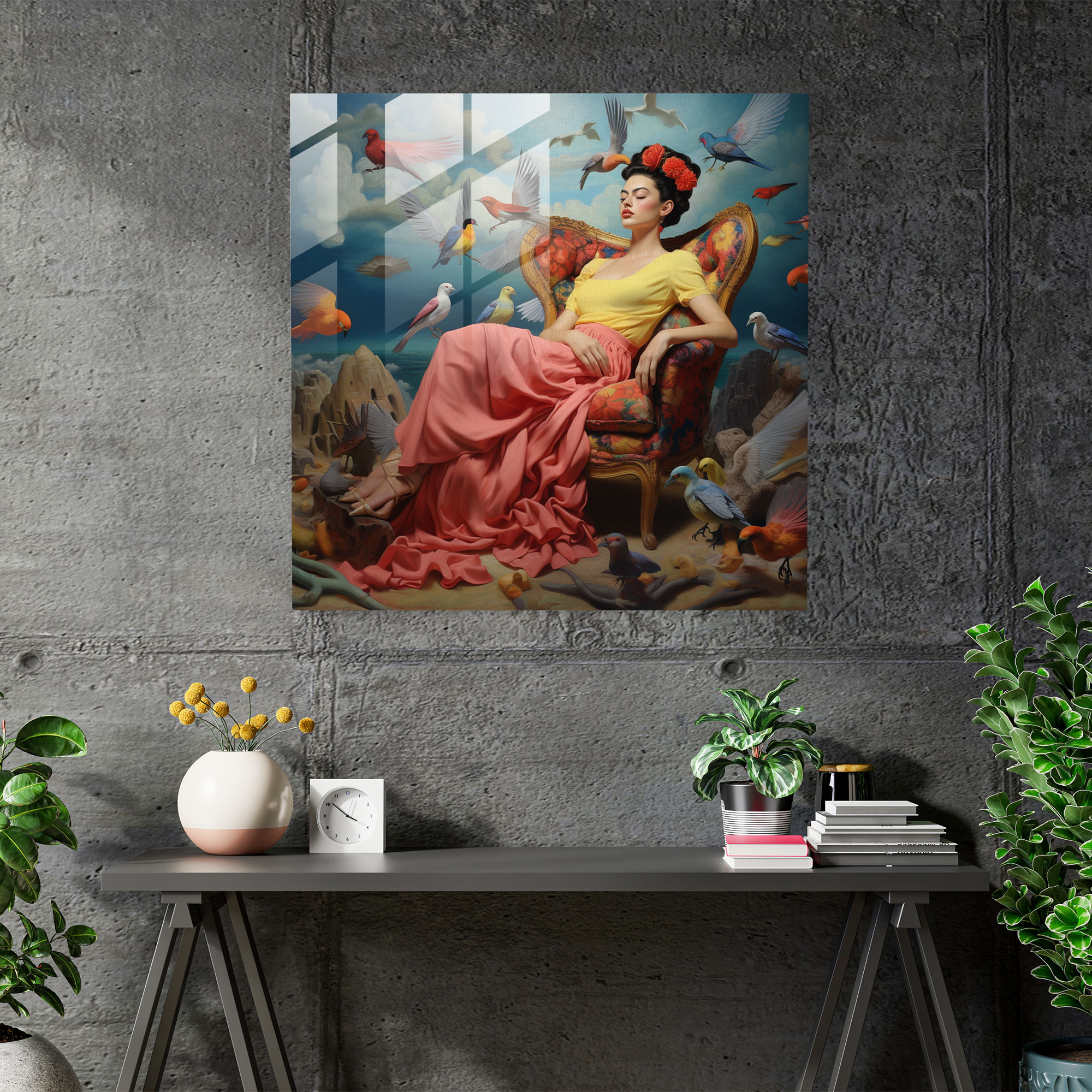 Frida Kahlo Glass Print - Frida Kahlo, Dreamland, Glass Wall Art, Wall Decoration