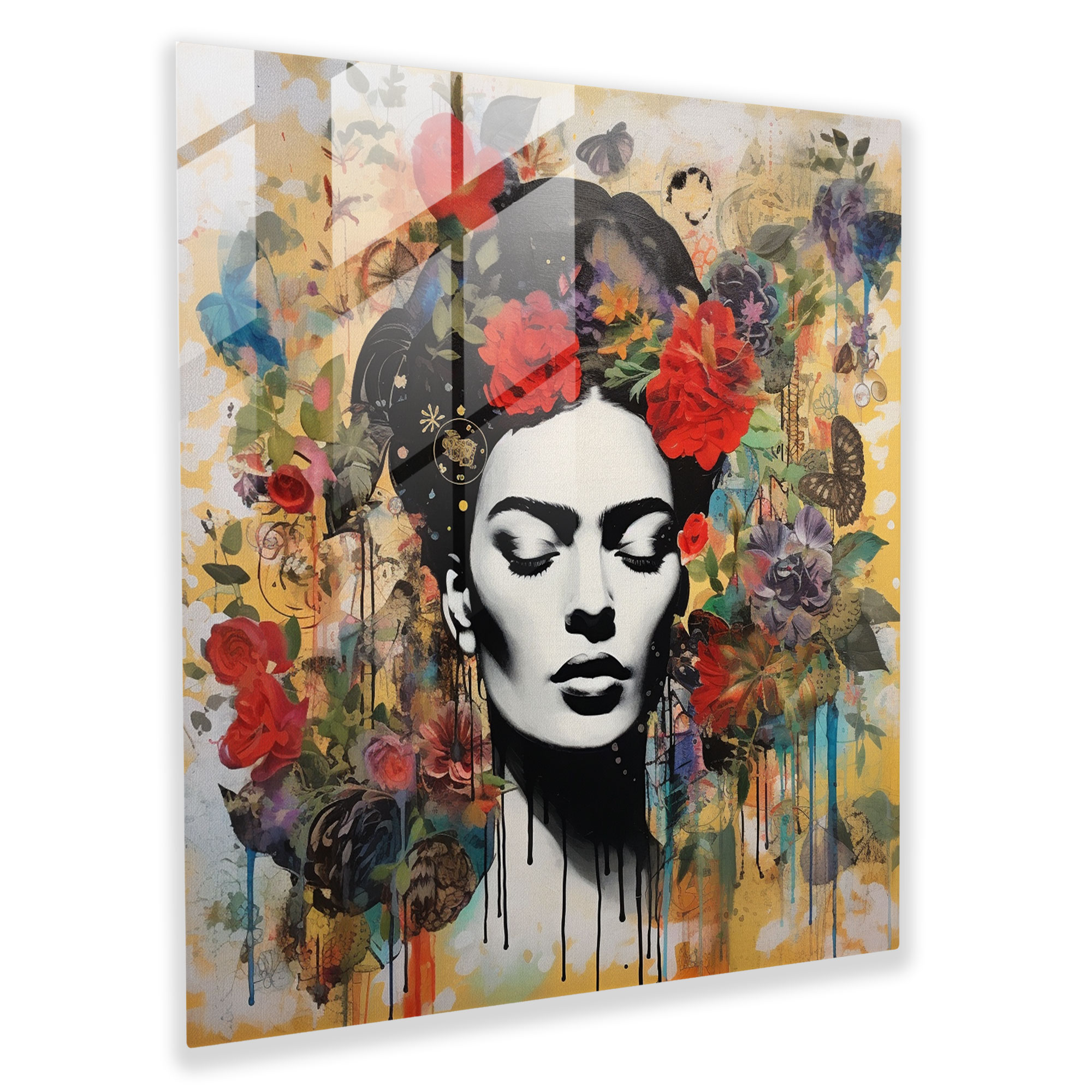 Frida Kahlo Glass Print - Frida Kahlo, Glass Art, Home Decoration, Glass Print