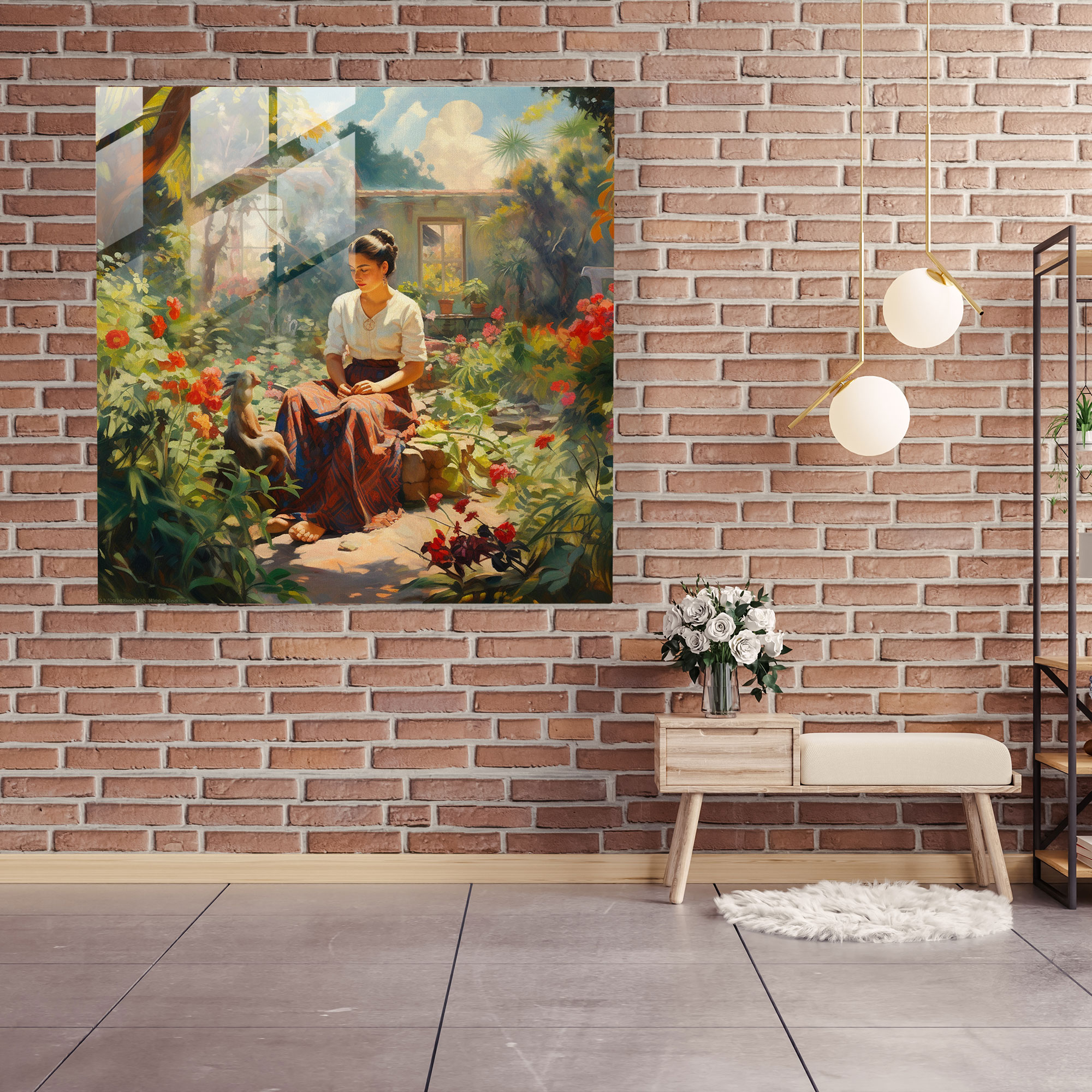 Frida Kahlo Glass Print - Frida Kahlo, Modern Art, Frida Kahlo, Picturesque Garden