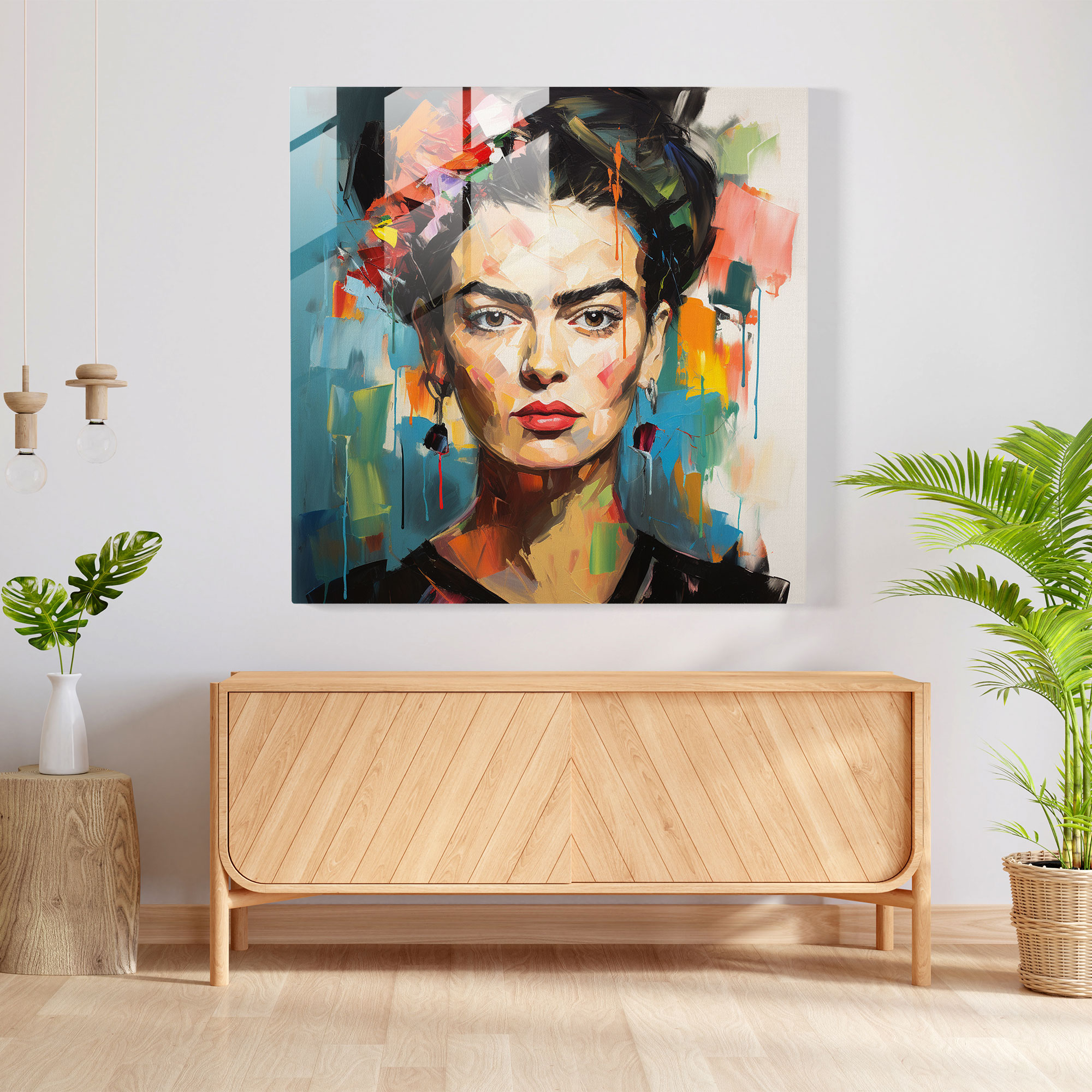 Frida Kahlo Cam Tablosu - Soyut İfade Sanatı Modern Sanat Cam Sanatı