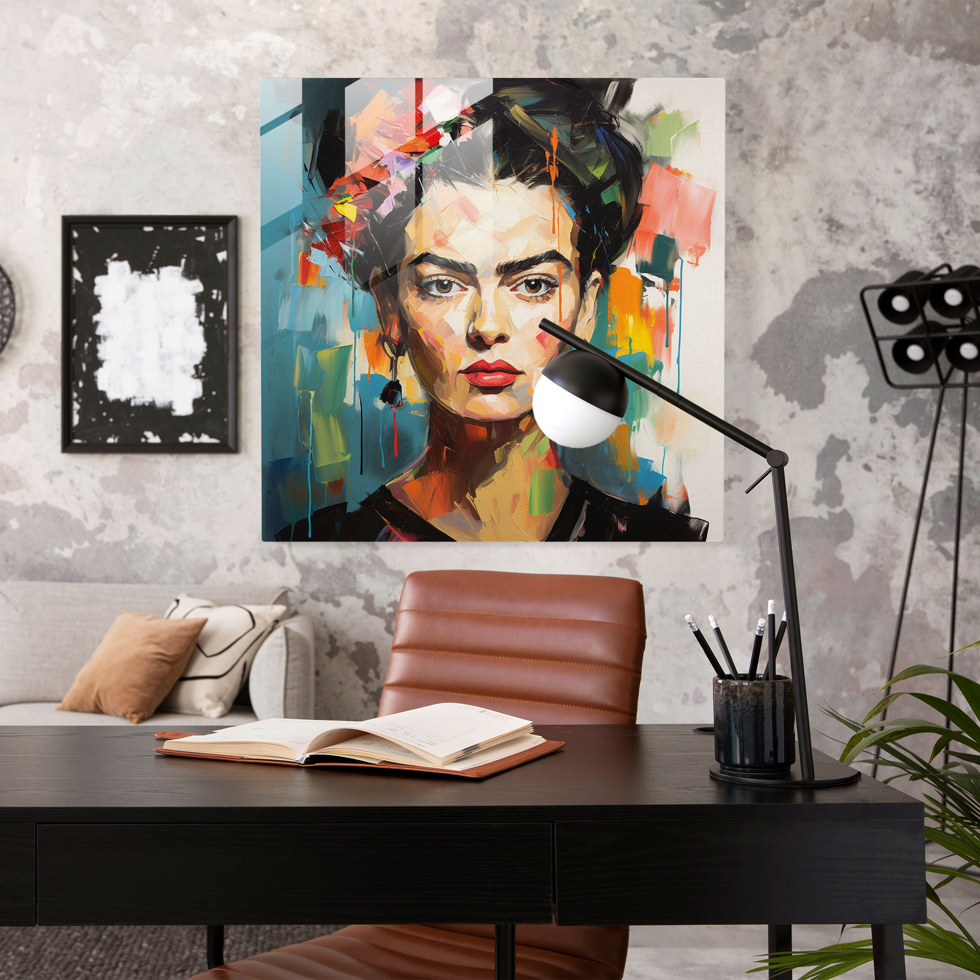 Frida Kahlo Cam Tablosu - Soyut İfade Sanatı Modern Sanat Cam Sanatı