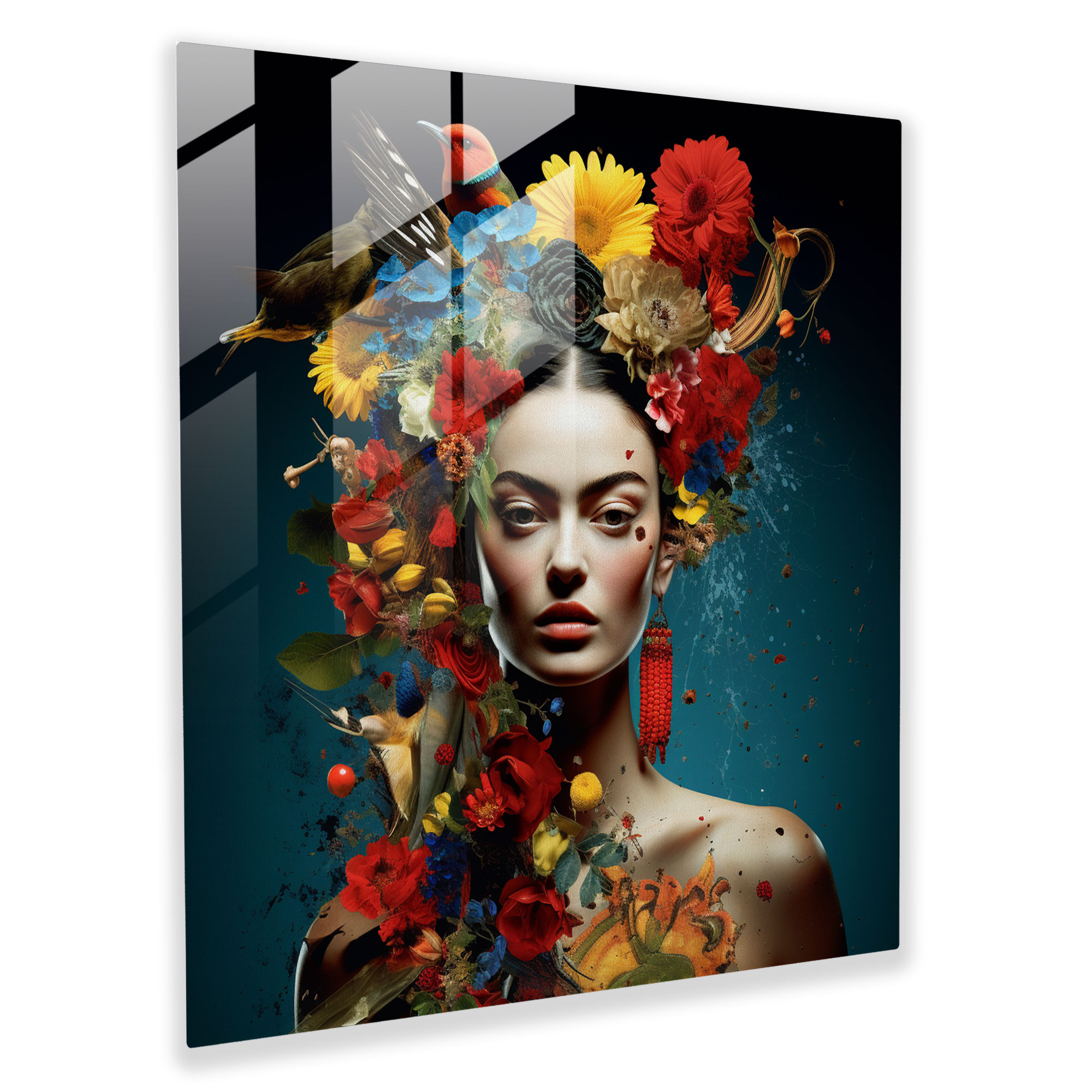 Frida Kahlo Glass Print - Frida Kahlo, Wall Decoration, Nature, Glass Print