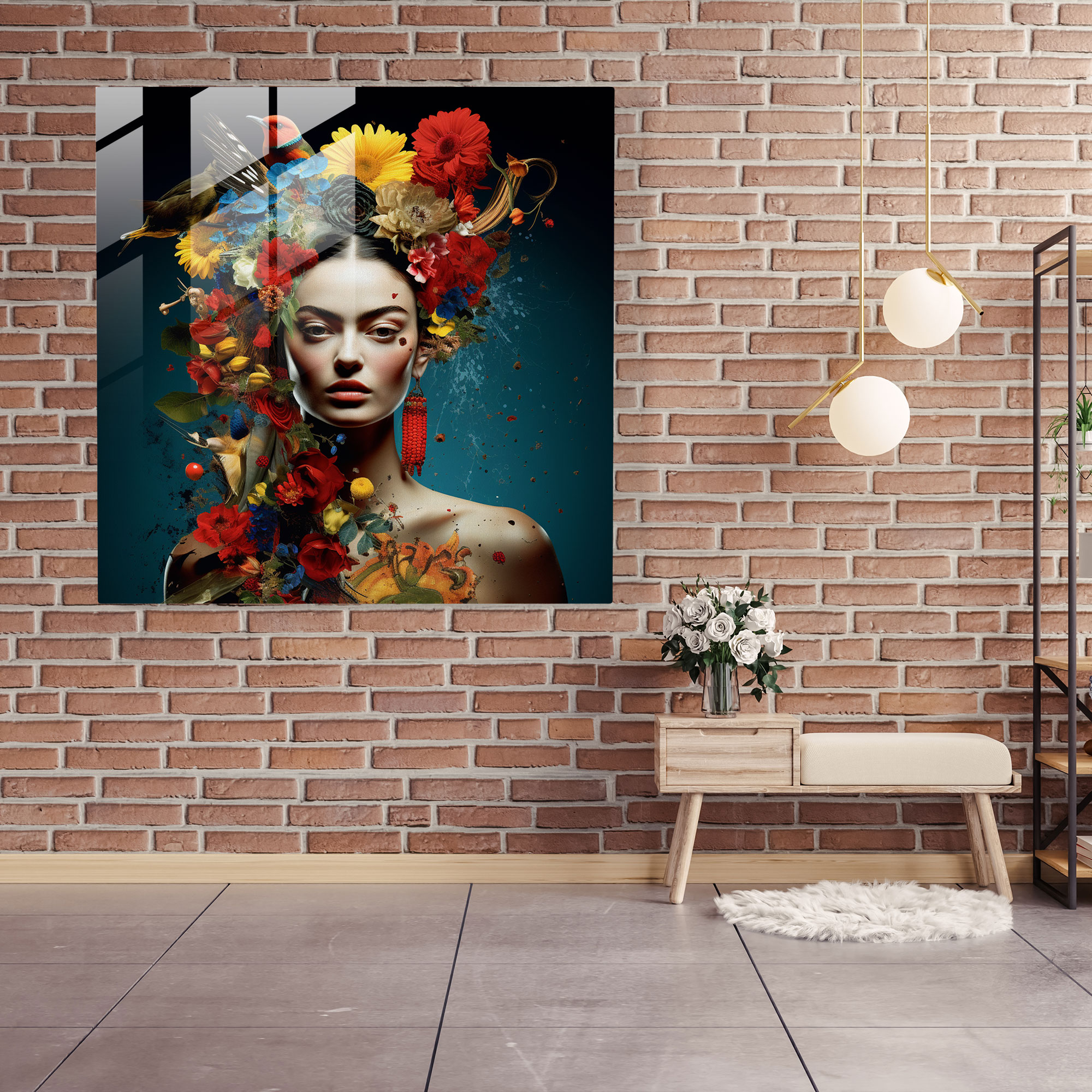Frida Kahlo Glass Print - Frida Kahlo, Wall Decoration, Nature, Glass Print