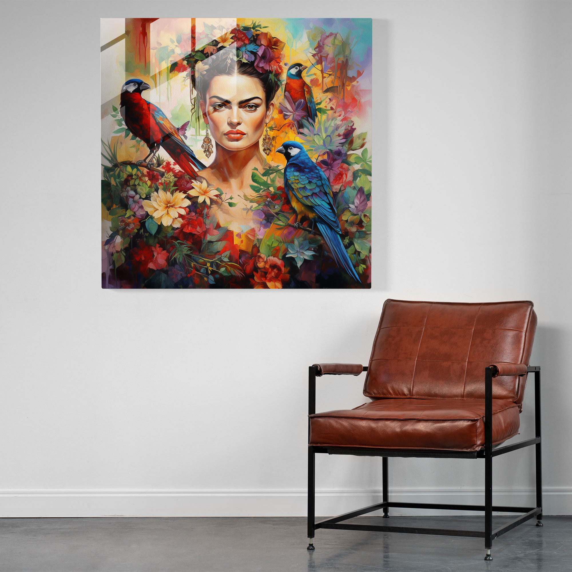 Frida Kahlo Glass Print - Frida Kahlo, Wall Decoration, Home Decoration, Modern Art