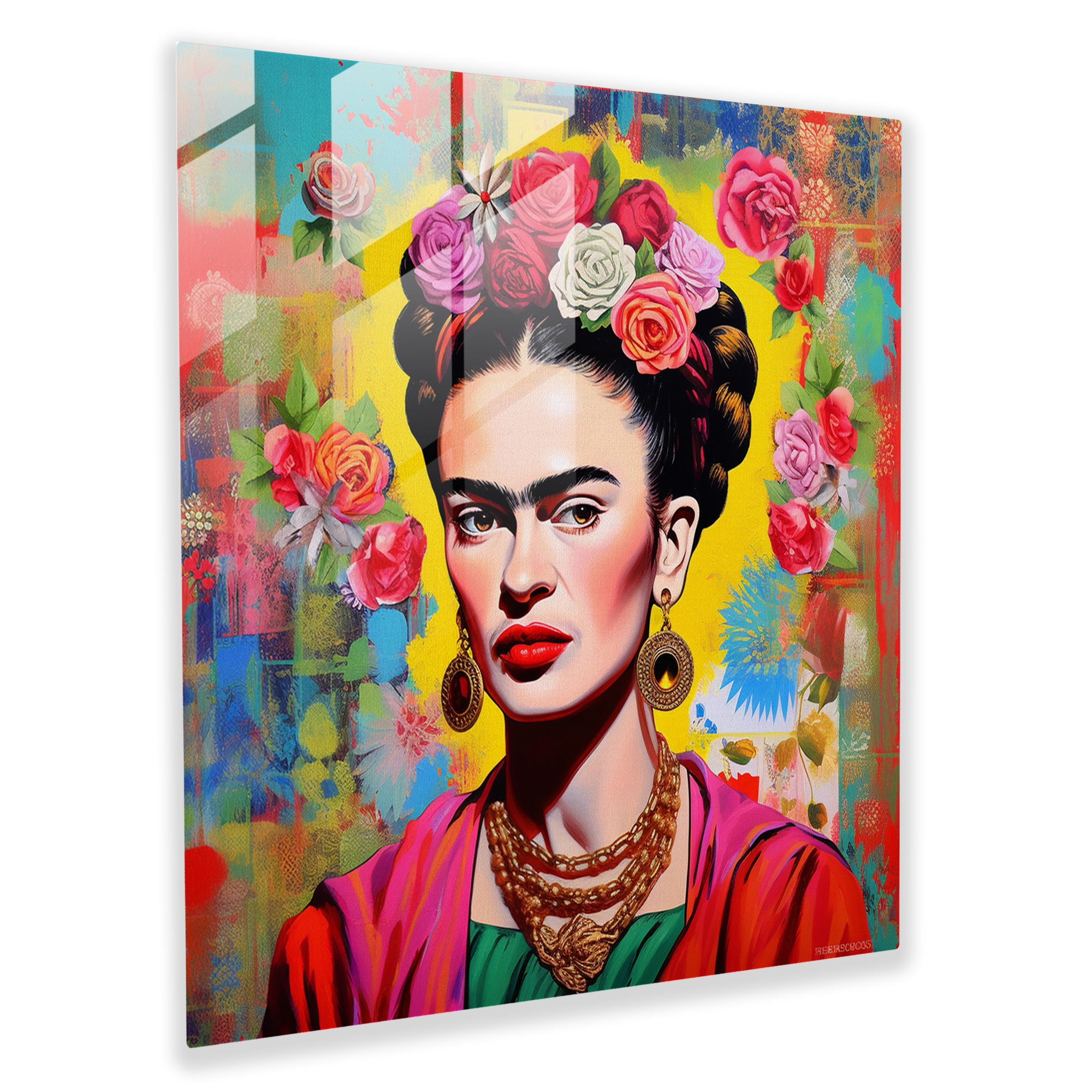 Frida Kahlo Glass Print - Frida Kahlo, Retro-Inspired, Wall Decoration, Home Decoration